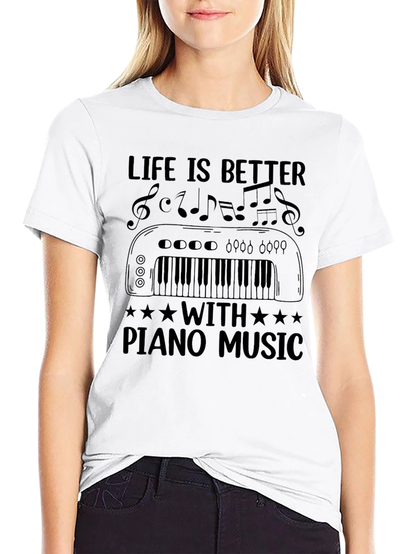Black Life is Better Piano Music Black T-Shirt view 9
