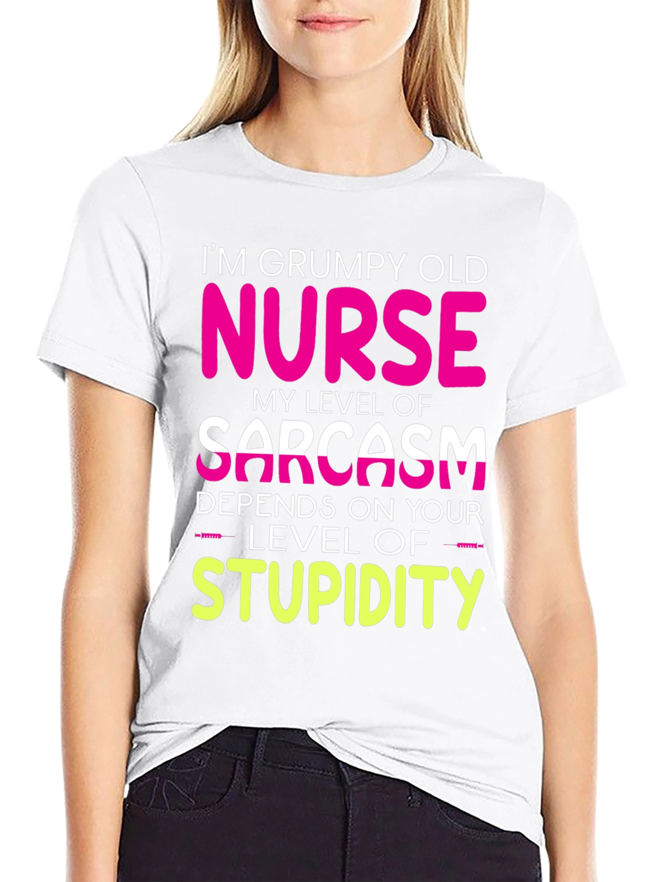 Black Grumpy Old Nurse T-Shirt Sarcasm Level Funny Tee view 9