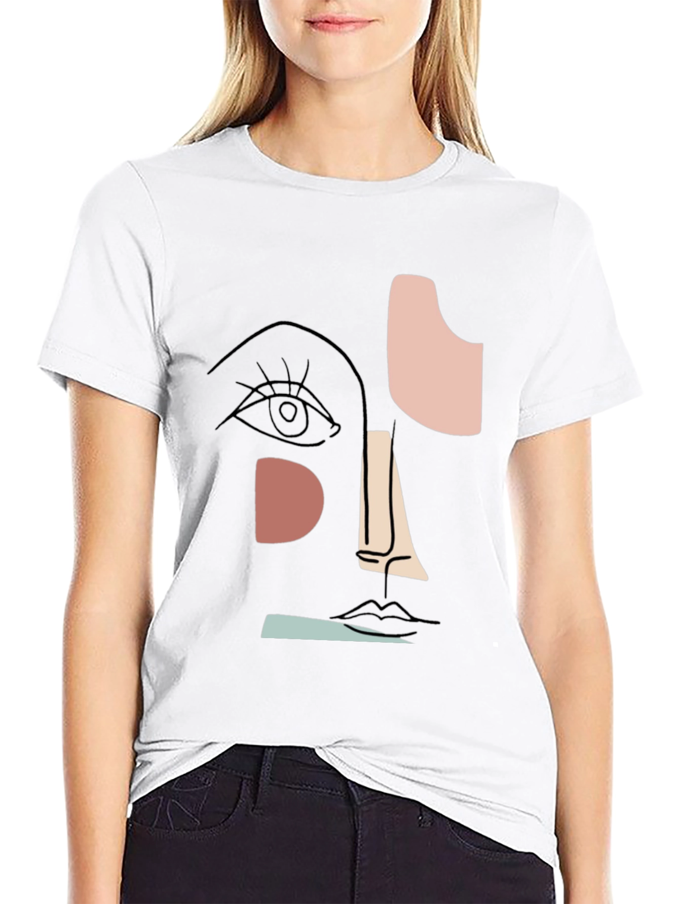 Abstract Face Graphic T-Shirt - Modern Art Tee - 9
