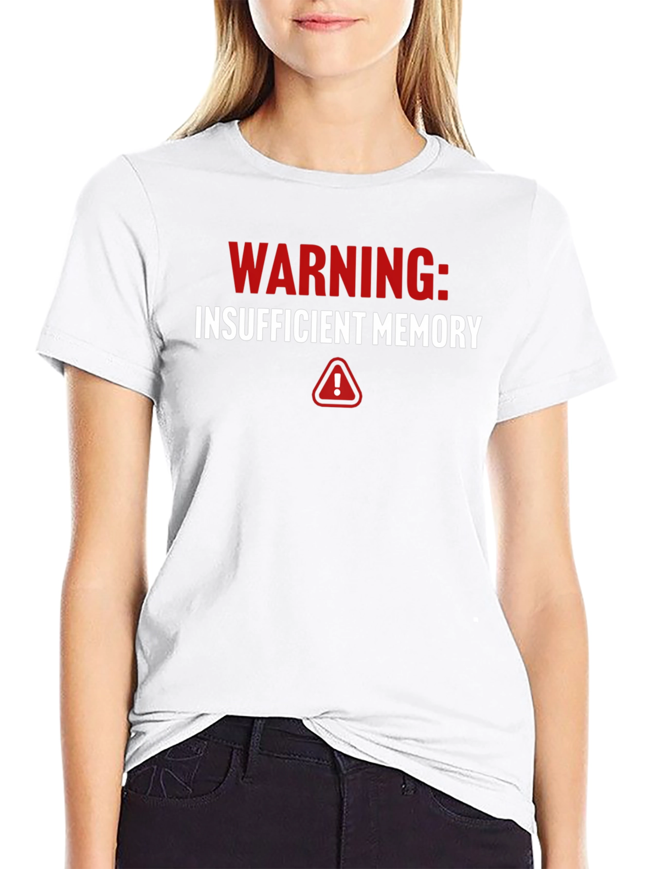 Black Warning Insufficient Memory Funny T-Shirt view 9