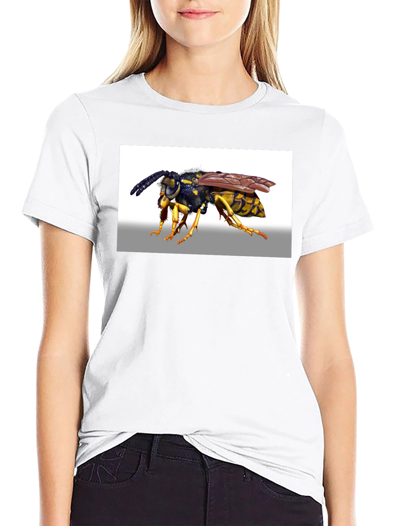Black Wasp Graphic T-Shirt - Black Cotton Tee view 9