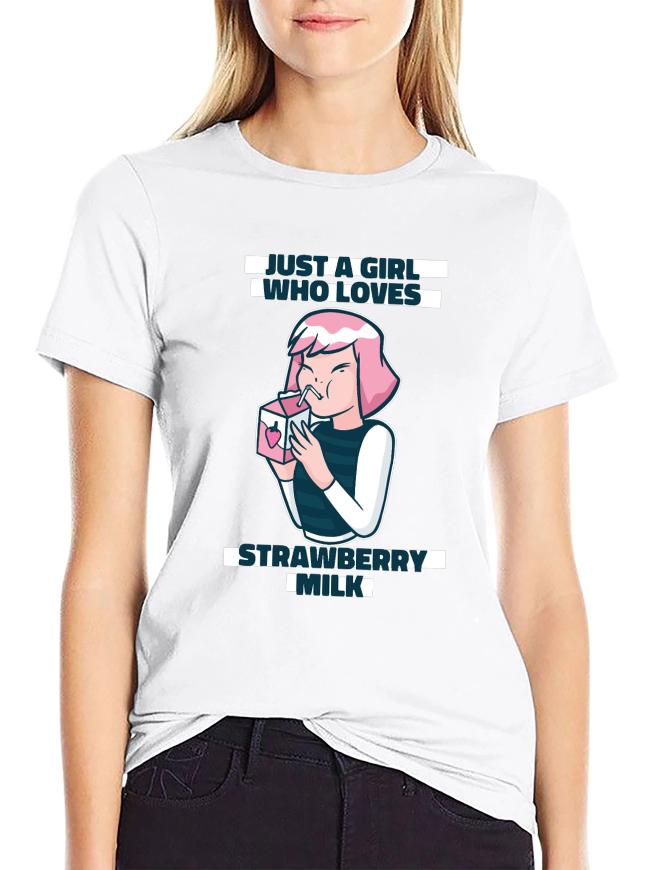 Black Strawberry Milk Lover T-Shirt view 9