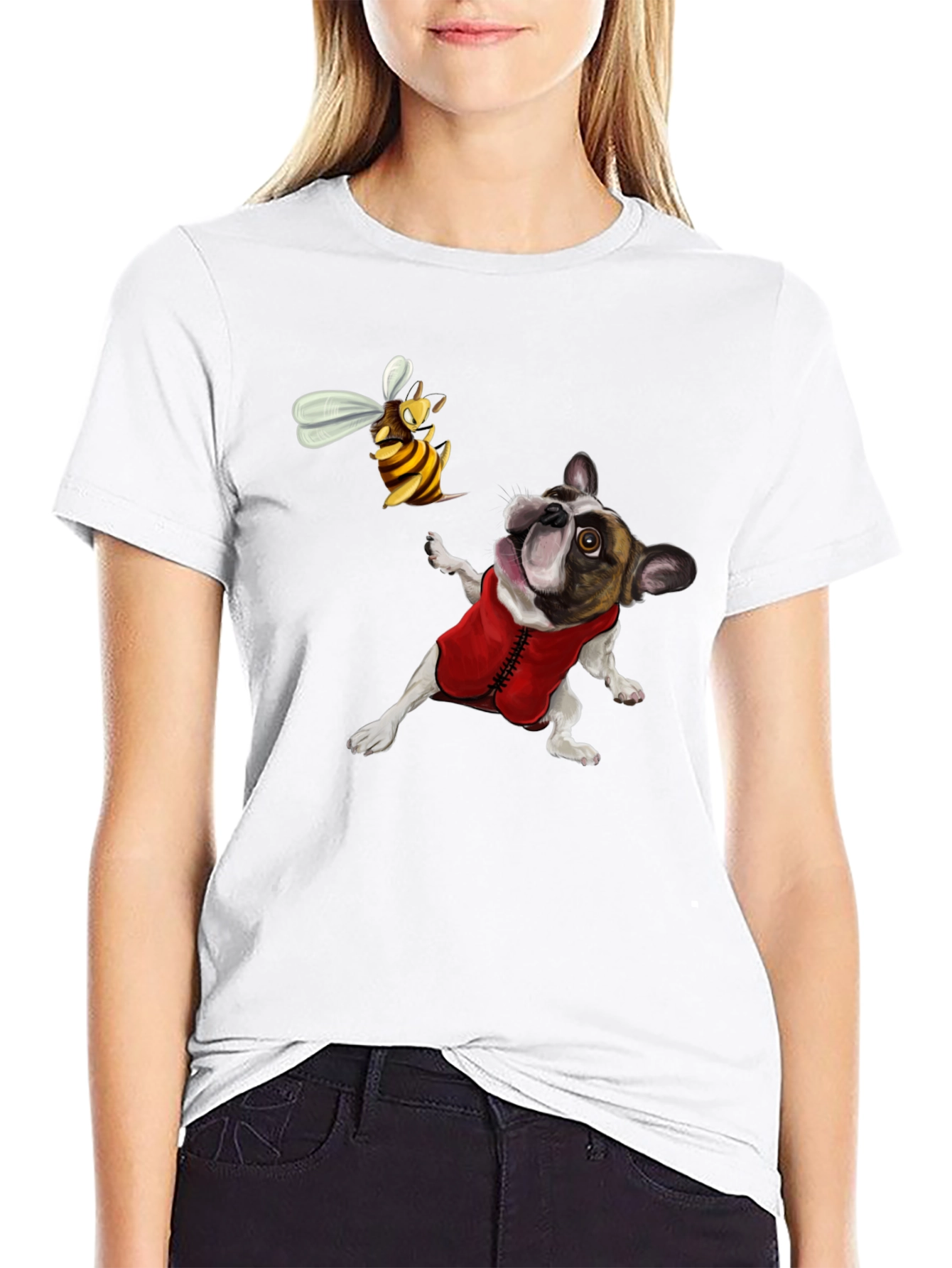 Black Dog & Bee Graphic Tee - Novelty T-Shirt view 9