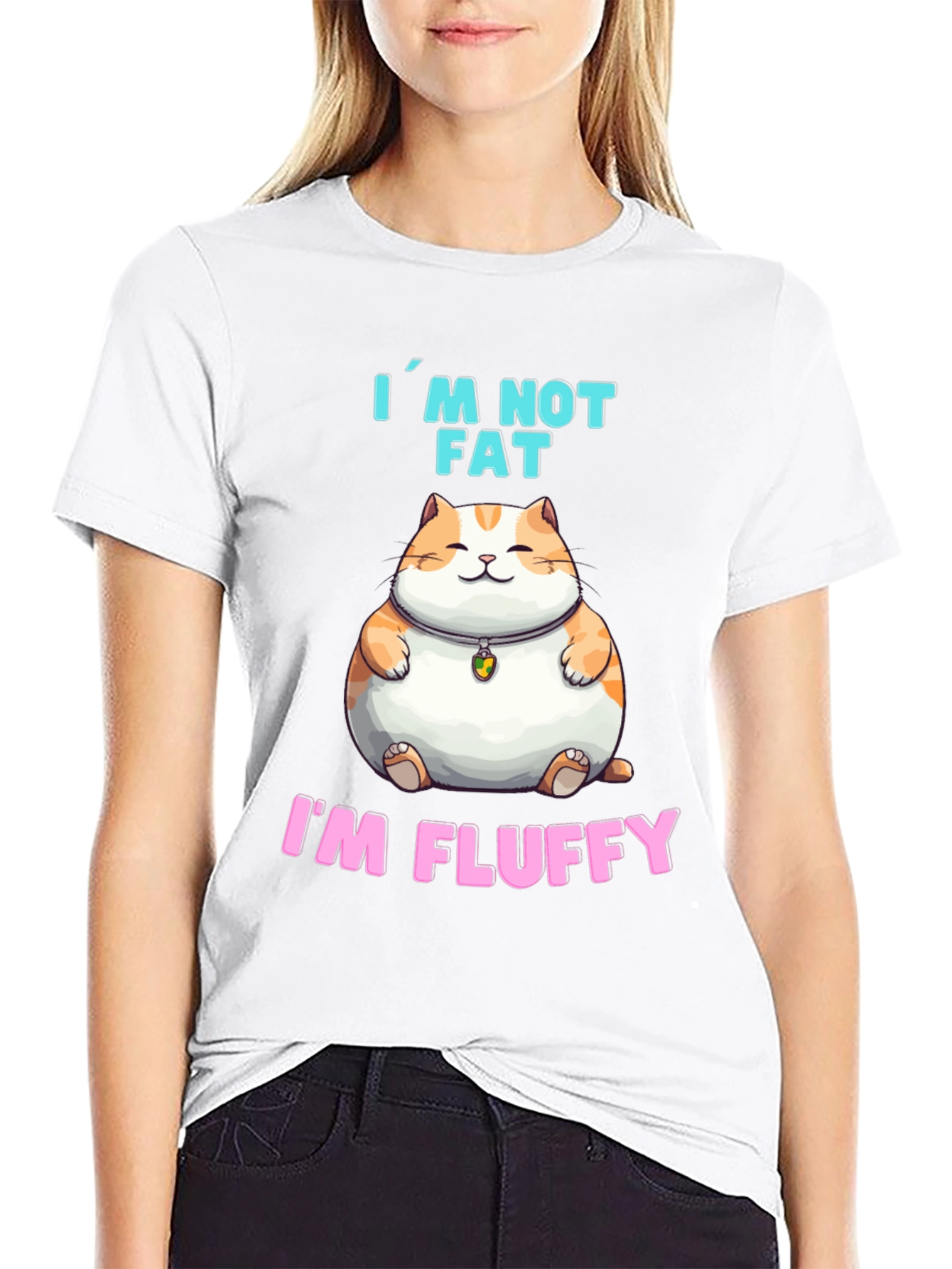 Black I'm Not Fat, I'm Fluffy T-Shirt view 9