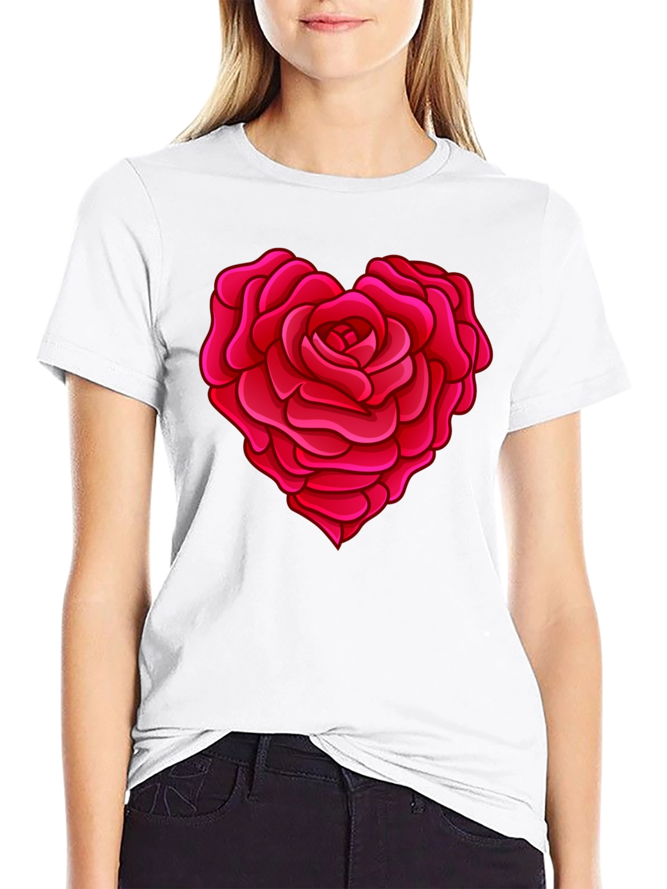 Black Rose Heart Graphic T-Shirt - Stylish Black Tee view 9