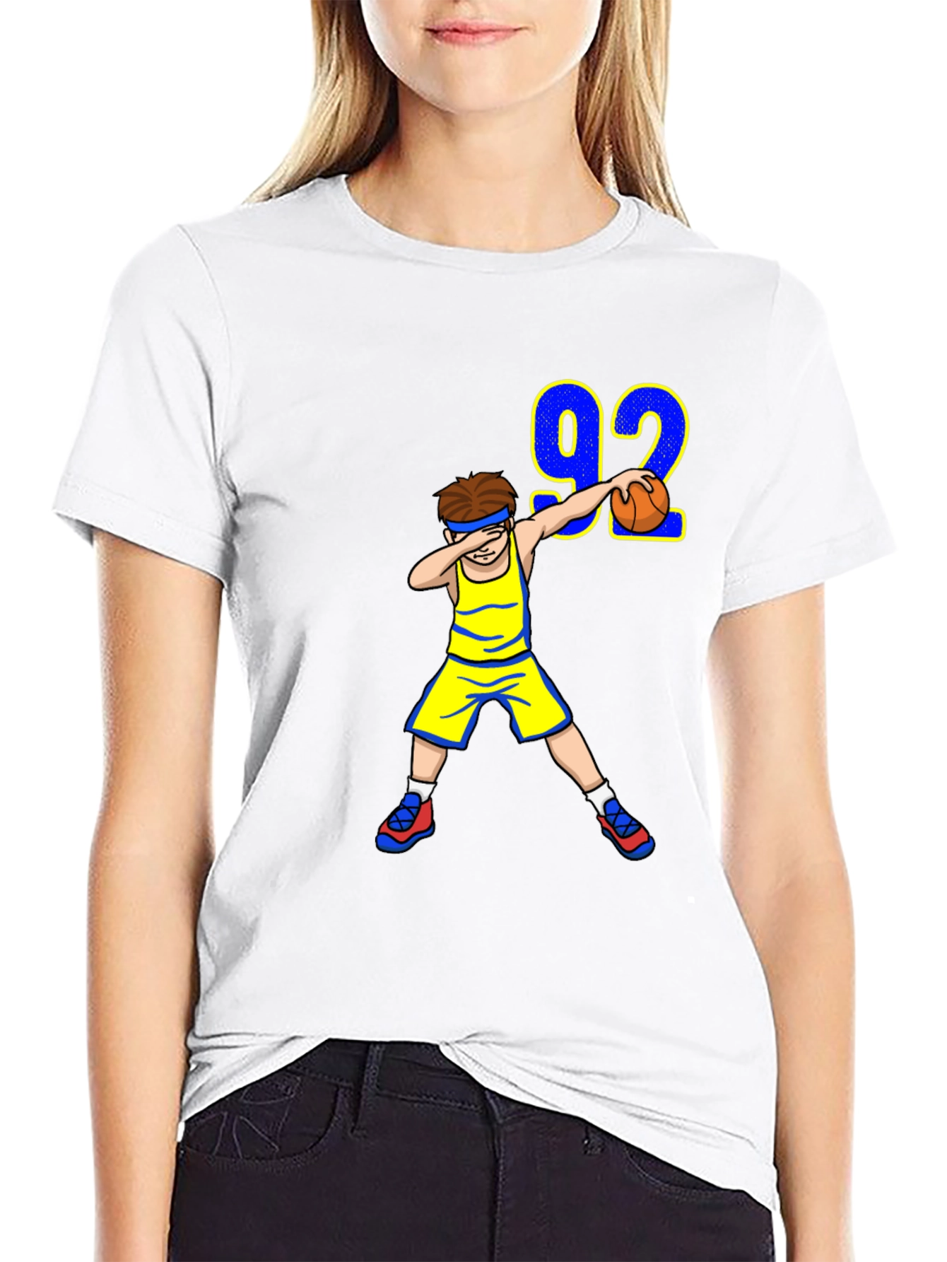 Black Dabbing Basketball Player Tee view 9
