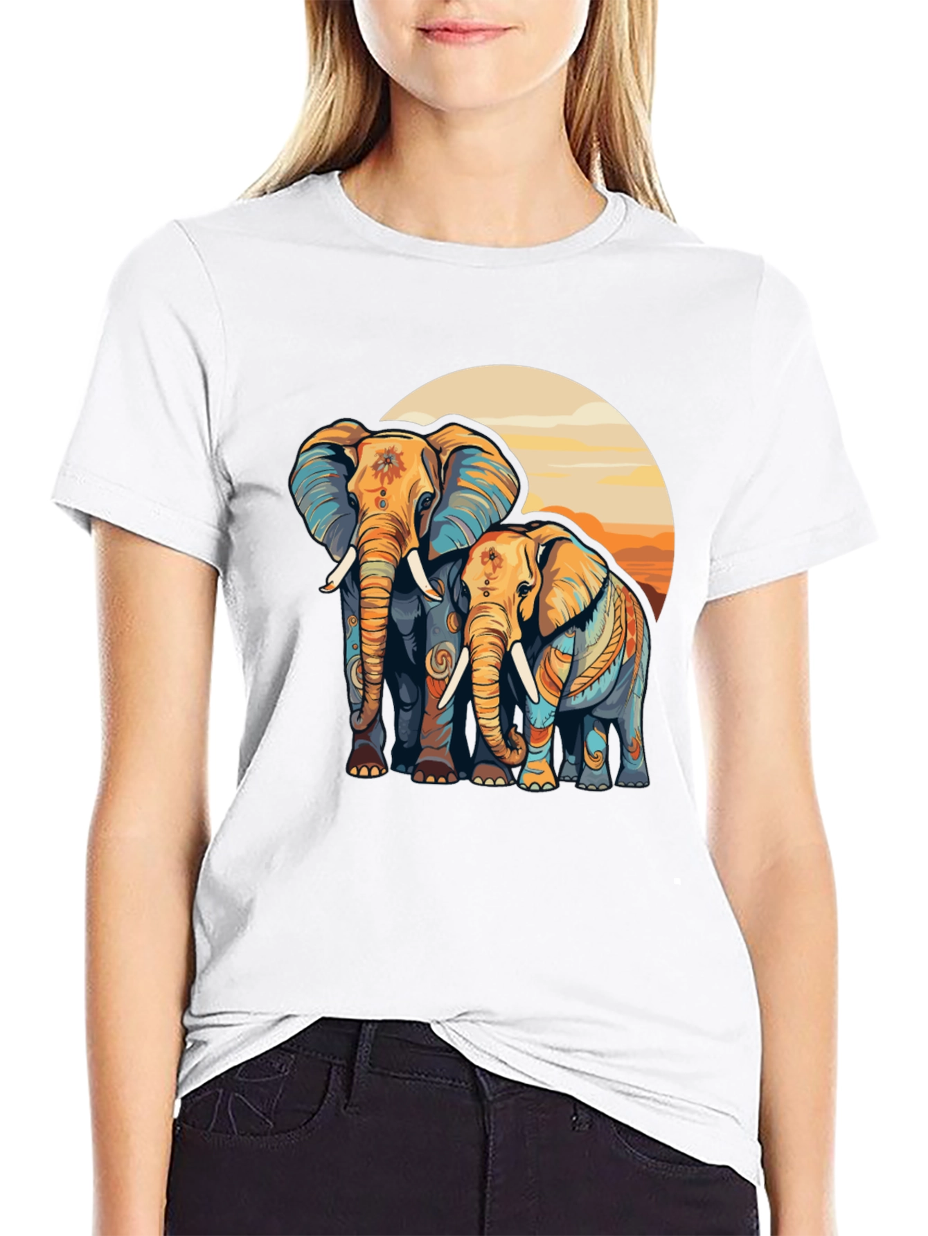 Black Elephant Sunset Graphic Tee - Stylish Comfort view 9