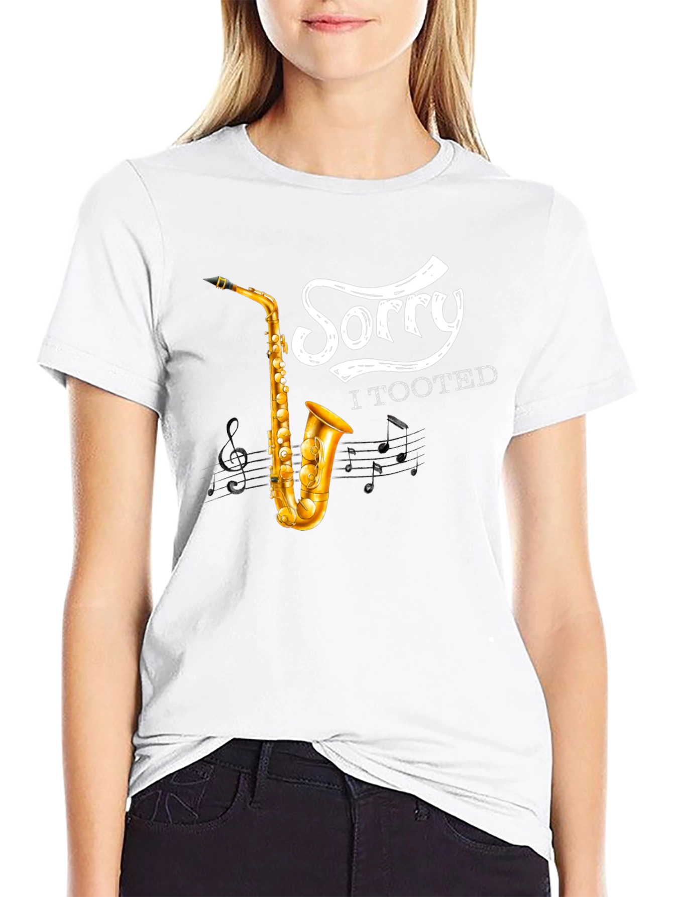 Black Saxophone 'Sorry I Tooted' Graphic Tee view 9