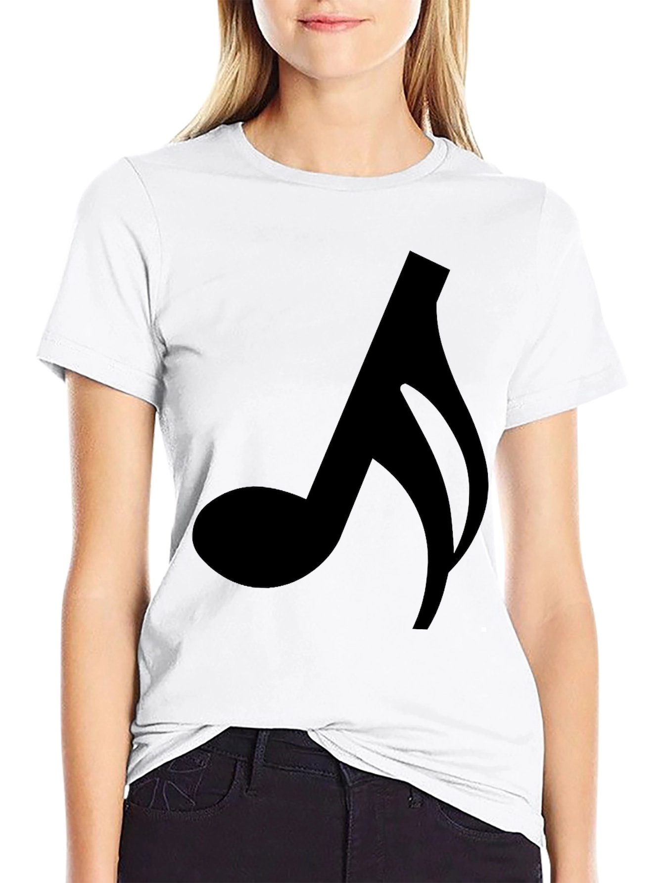 Black Music Note Graphic Tee - Black Cotton Blend T-Shirt view 9