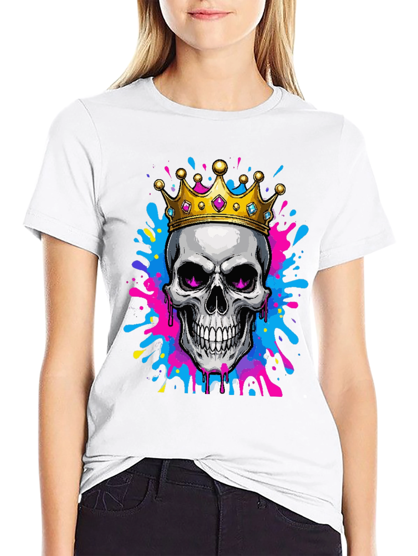 Black Skull King Graphic Tee - Bold Artistic Design view 9