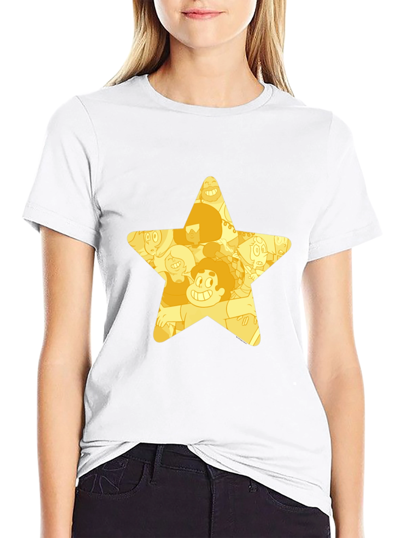 Black Star Cartoon Character Black T-Shirt view 9