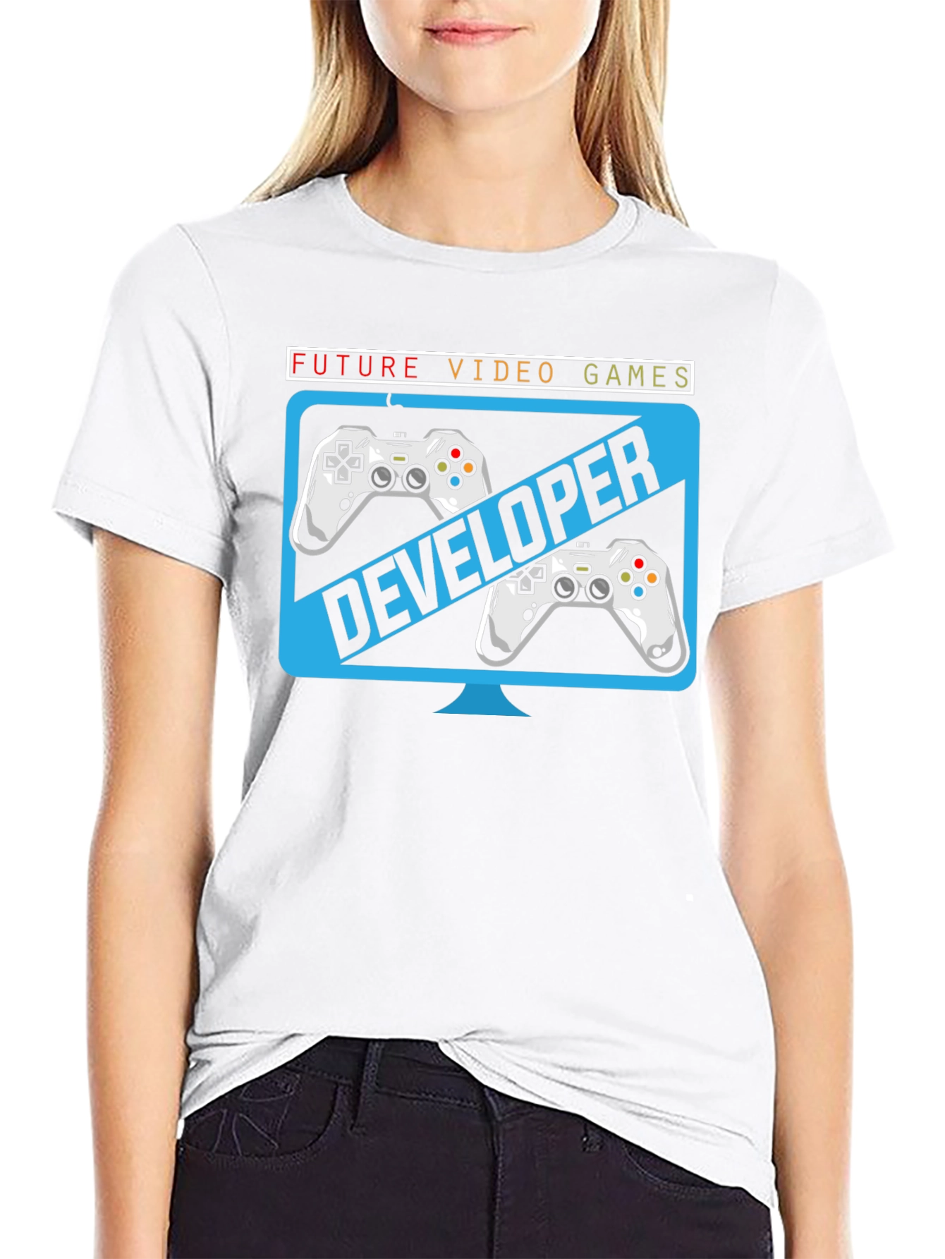 Black Future Video Game Developer T-Shirt view 9