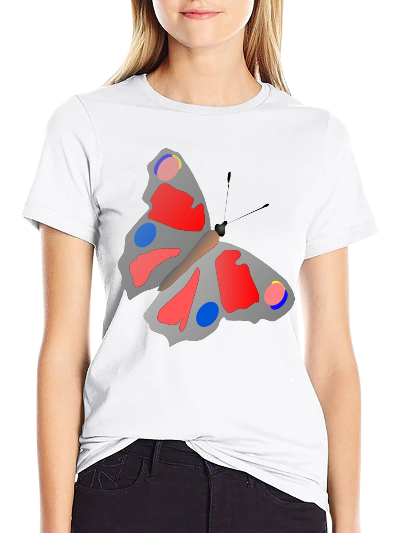 Butterfly Graphic Print Black T-Shirt - 9