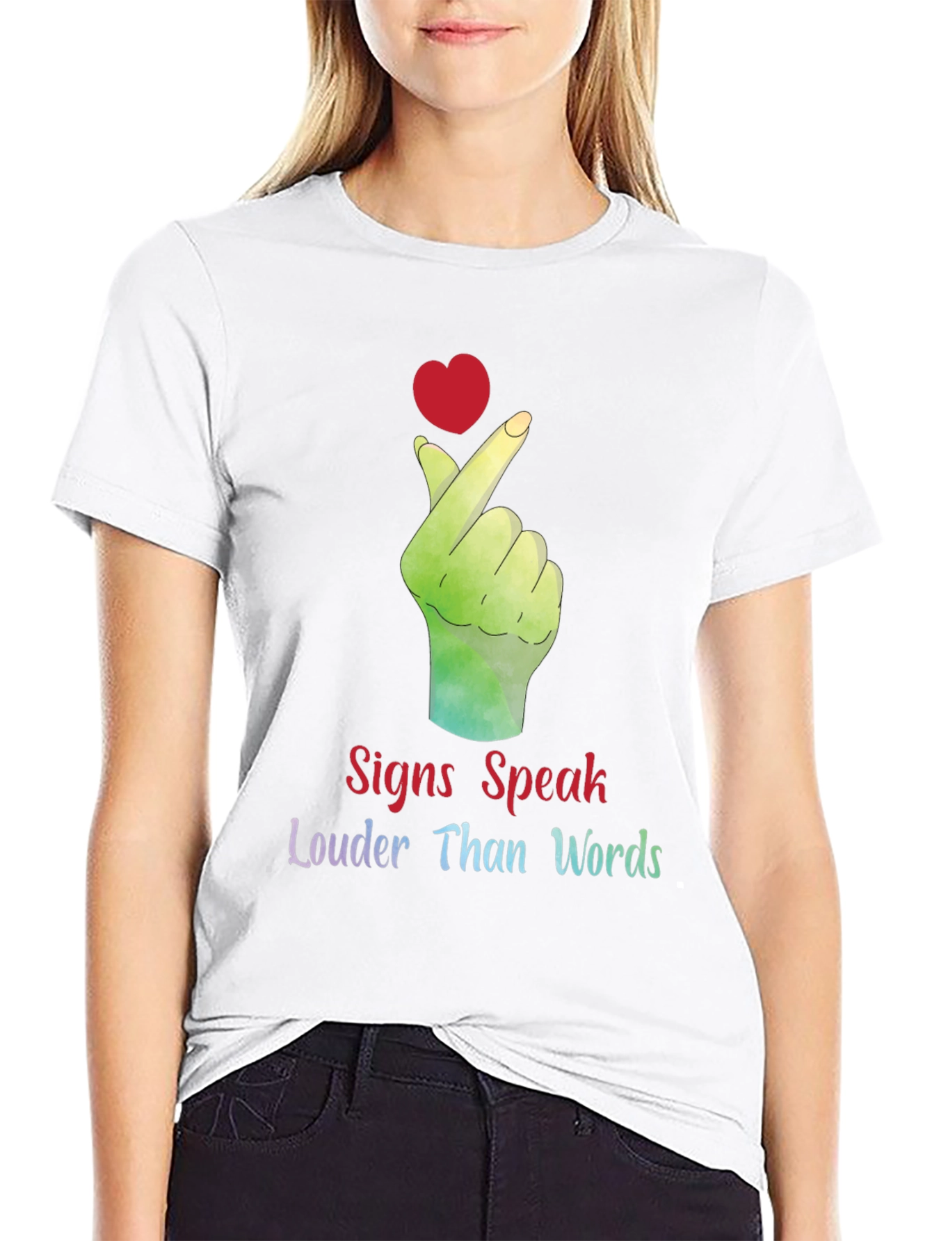 Black Signs Speak Louder Than Words Graphic Tee view 9