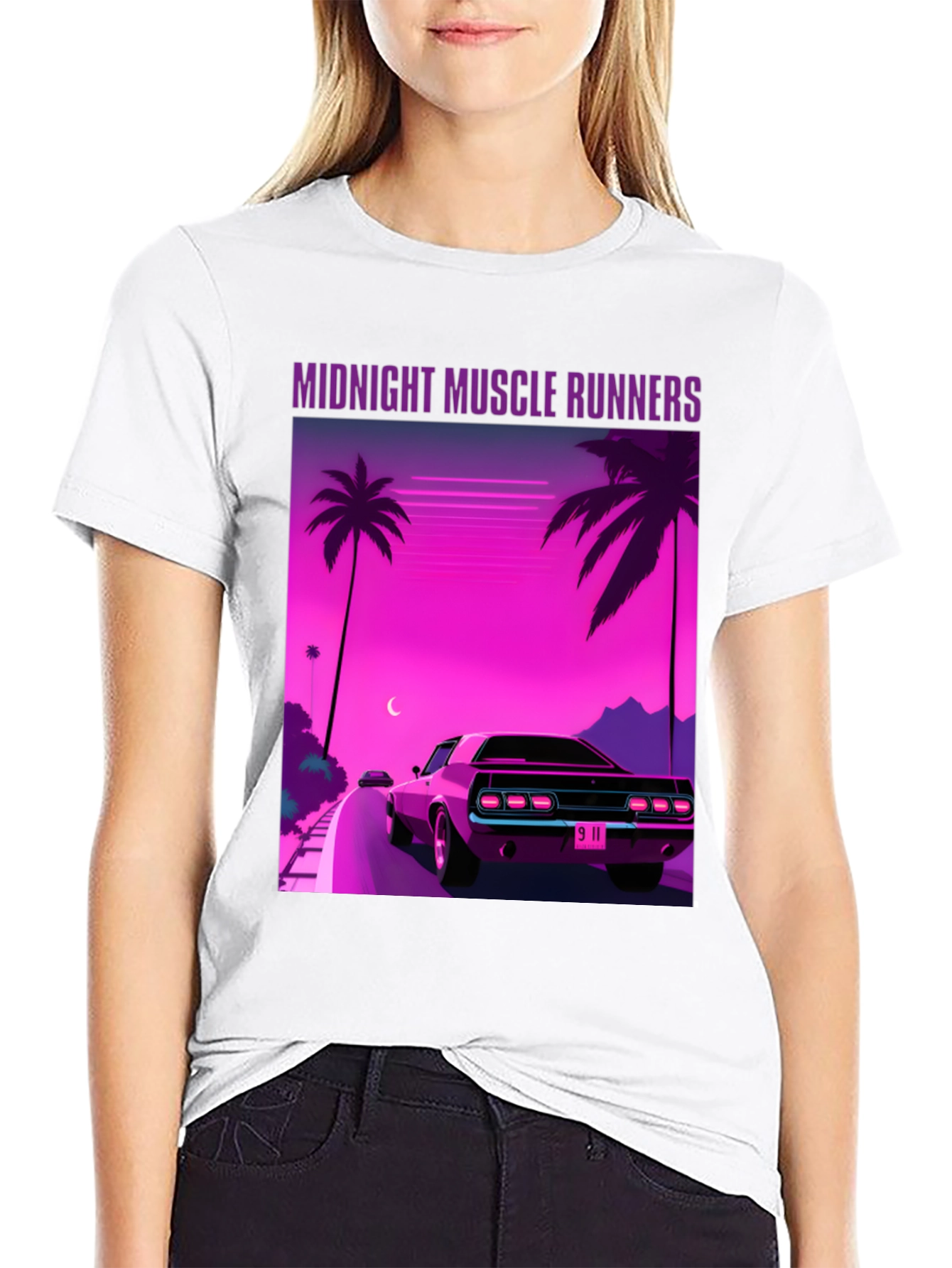 Black Midnight Muscle Runners Graphic Tee view 9