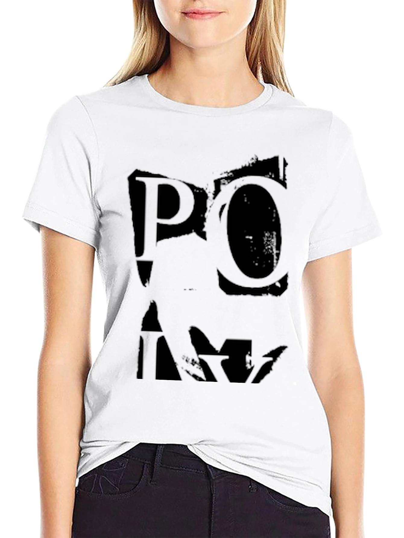Black Black T-Shirt with Distressed Graphic Print view 9