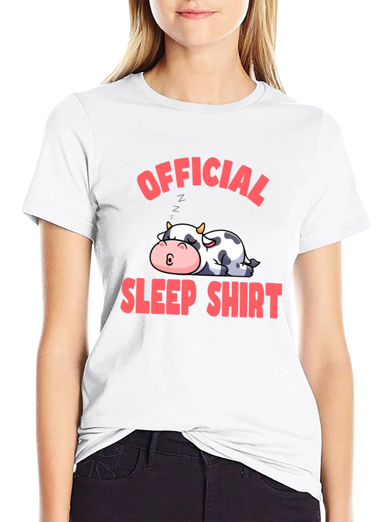 Black Official Sleep Shirt Cow Graphic Tee view 9