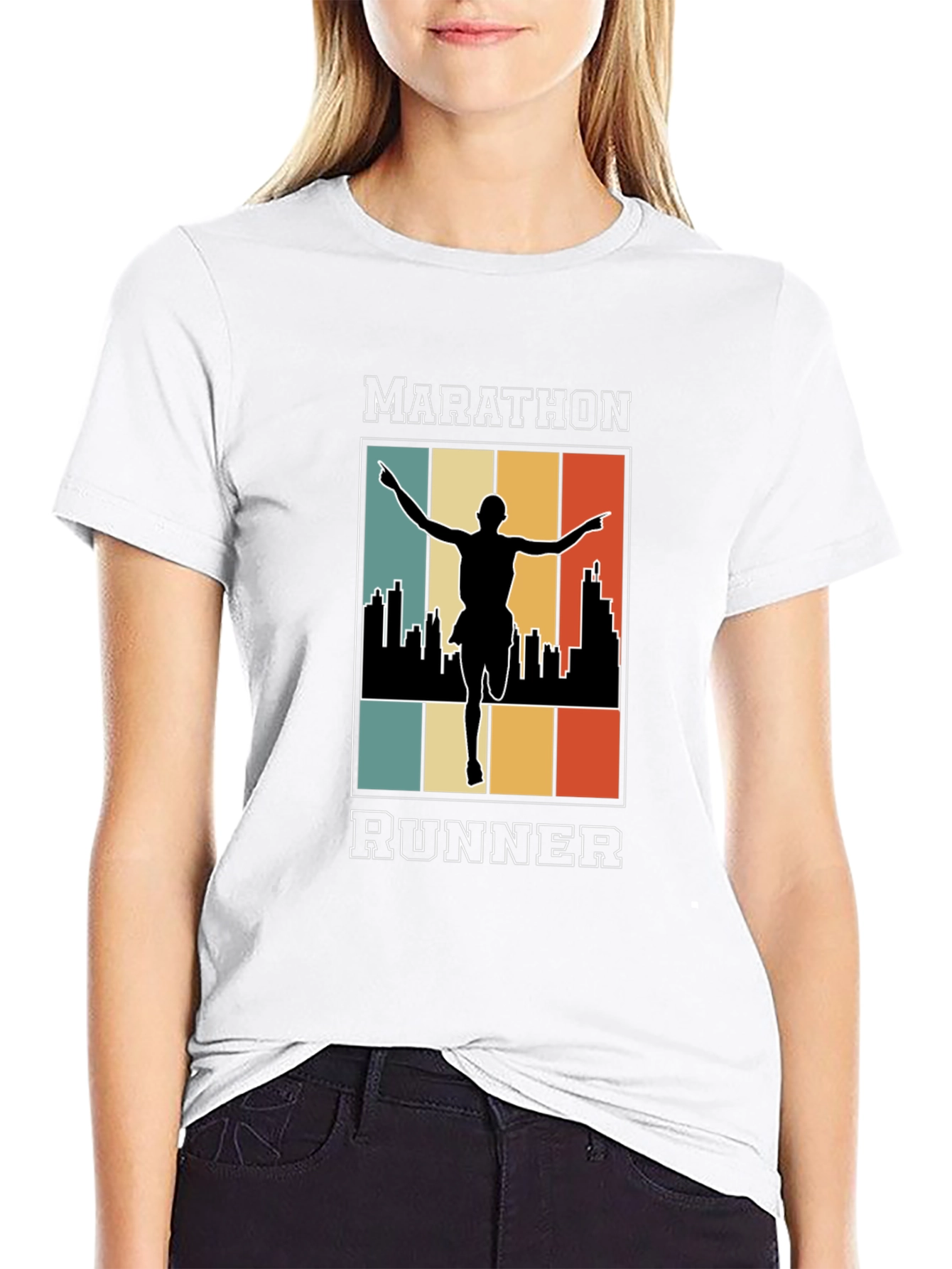 Black Marathon Runner Graphic Tee - Retro Style view 9