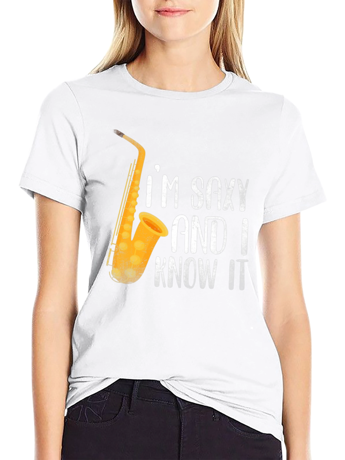 Black Saxy & I Know It T-Shirt | Funny Saxophone Player Tee view 9