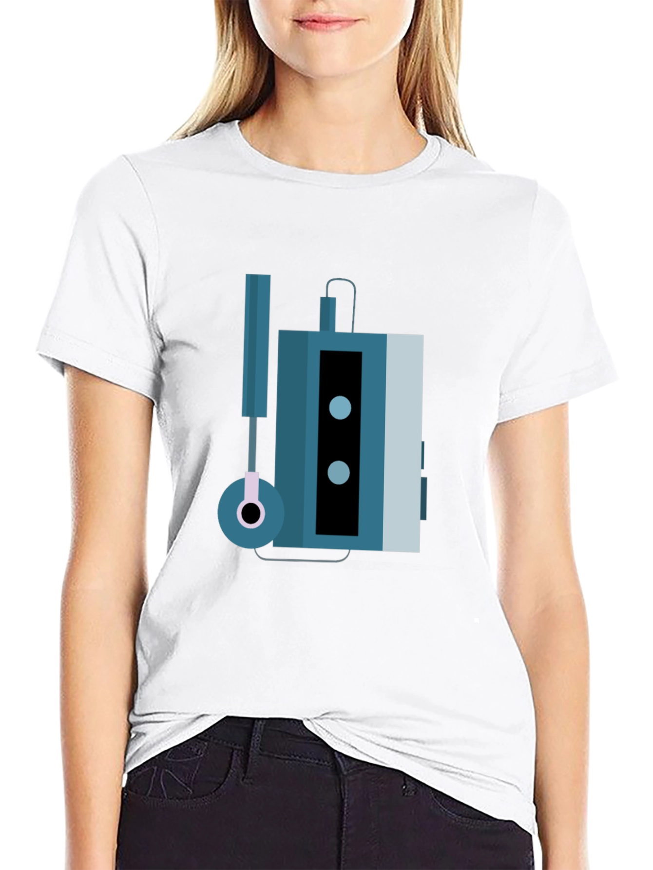 Black Retro Cassette Player Graphic Tee - Black view 9