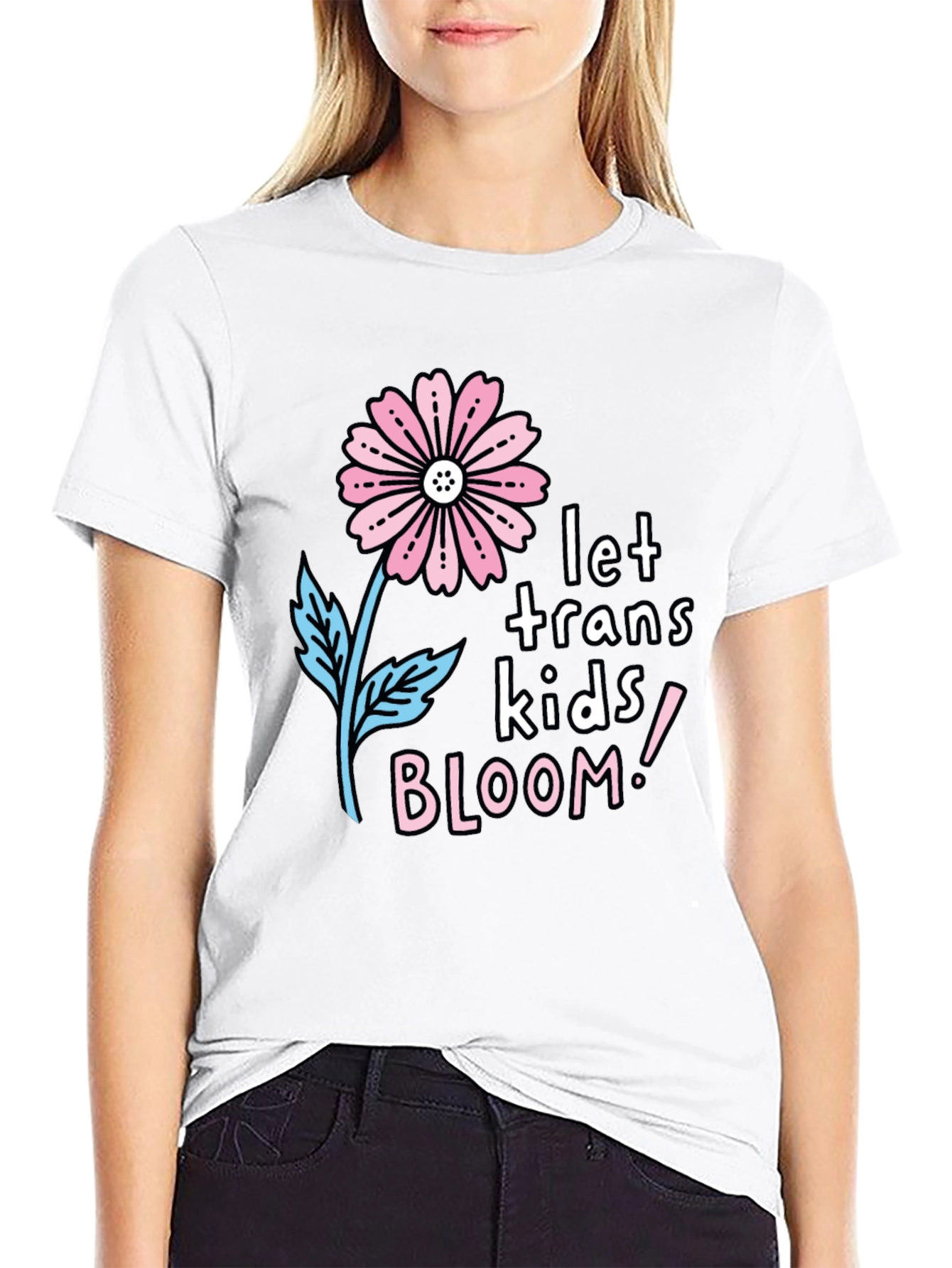 Black Let Trans Kids Bloom Graphic Tee - Black view 9