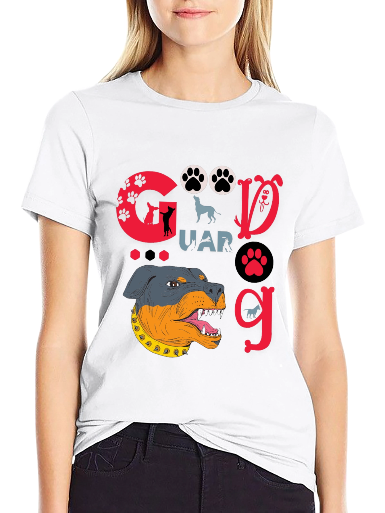 Black Dog Guard T-Shirt - Rottweiler Graphic Tee view 9