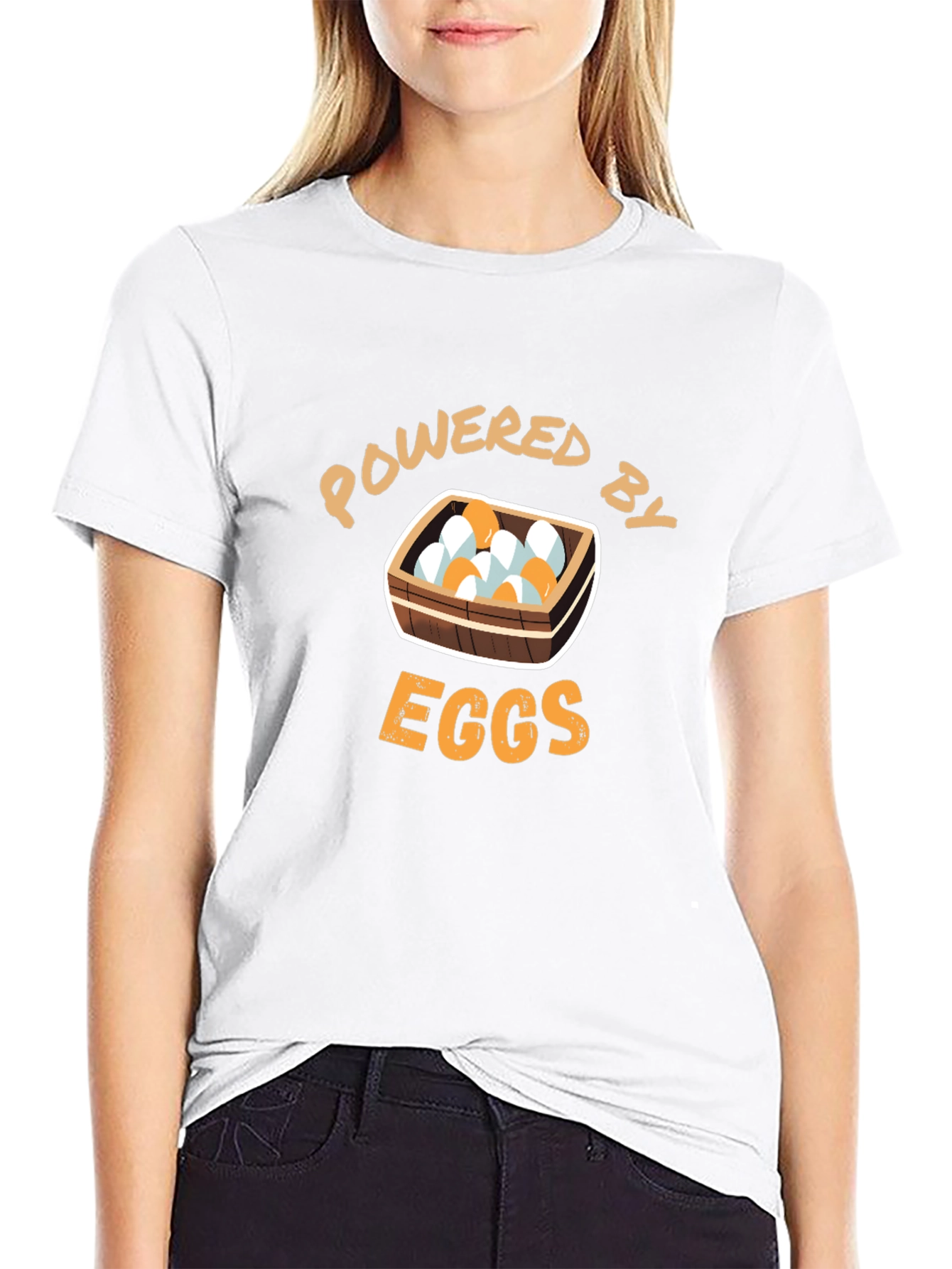 Black Powered By Eggs Graphic T-Shirt view 9