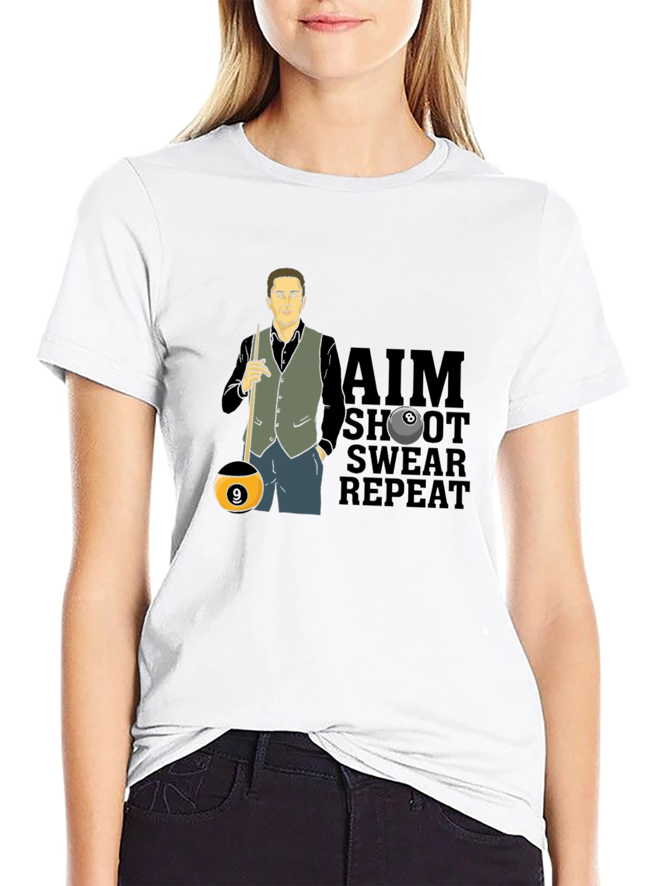 Black Pool Player Graphic Tee - Aim, Shoot, Swear, Repeat! view 9