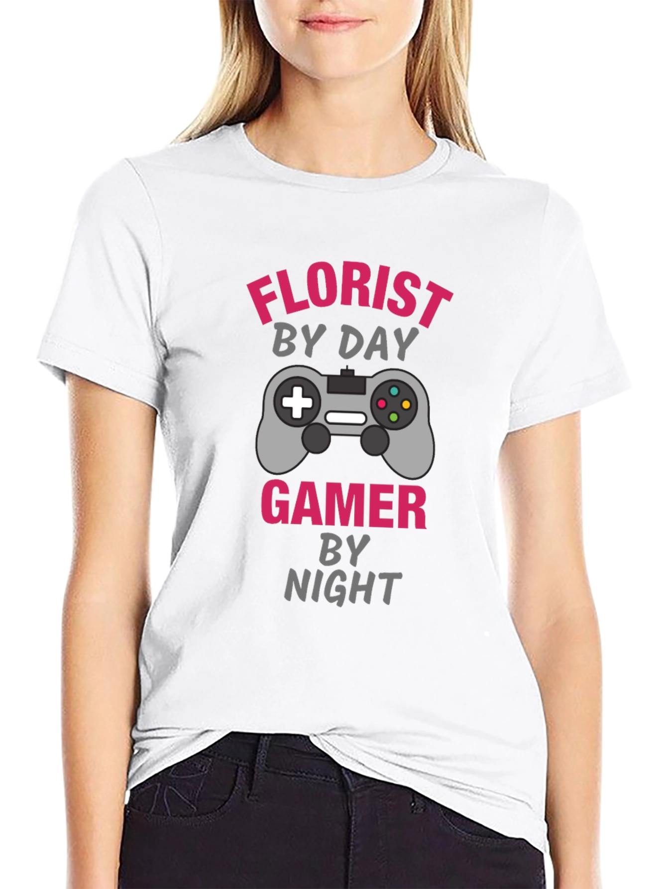 Black Florist by Day Gamer by Night Graphic Tee view 9