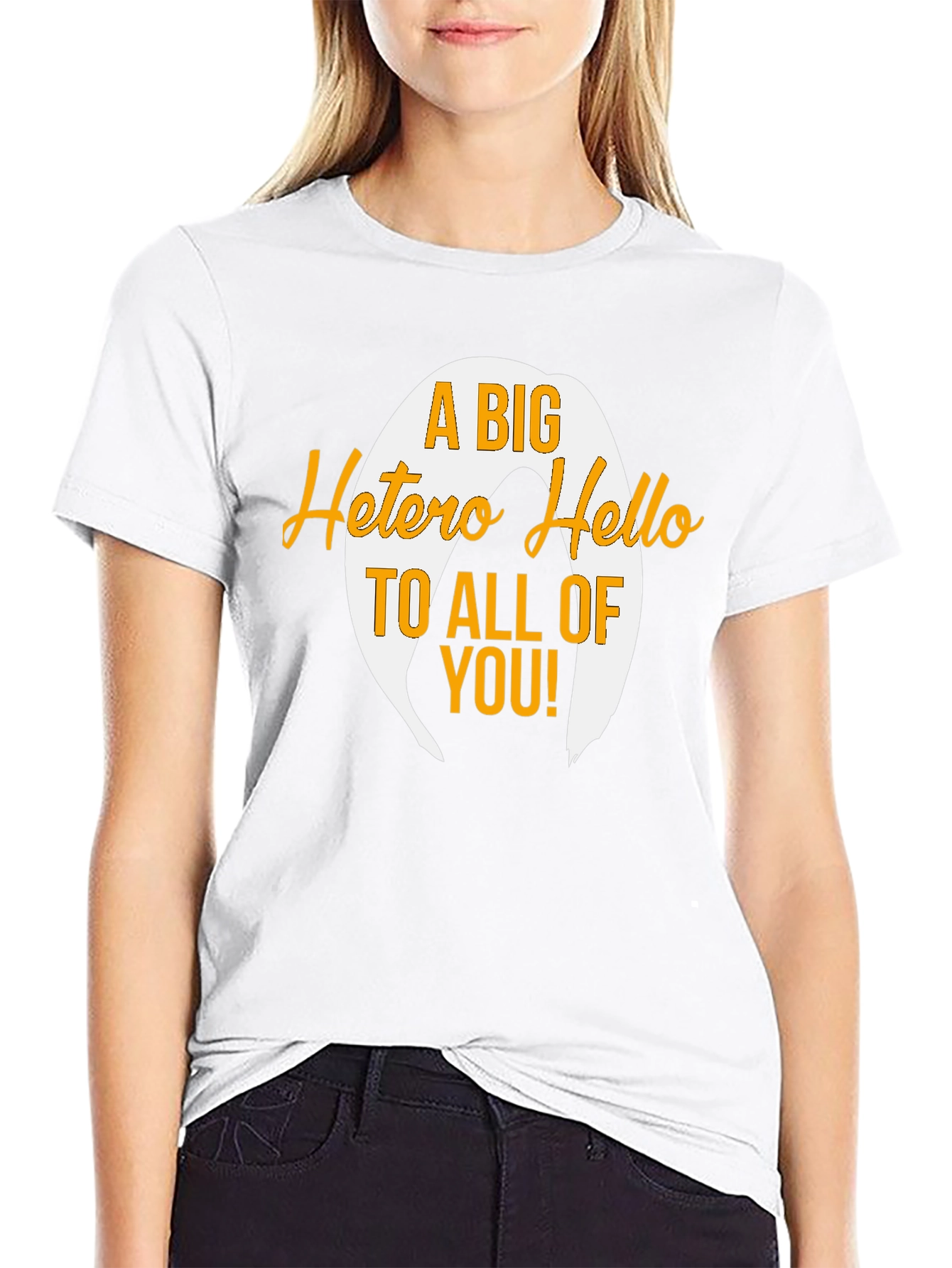 Black A Big Hetero Hello Black T-Shirt view 9
