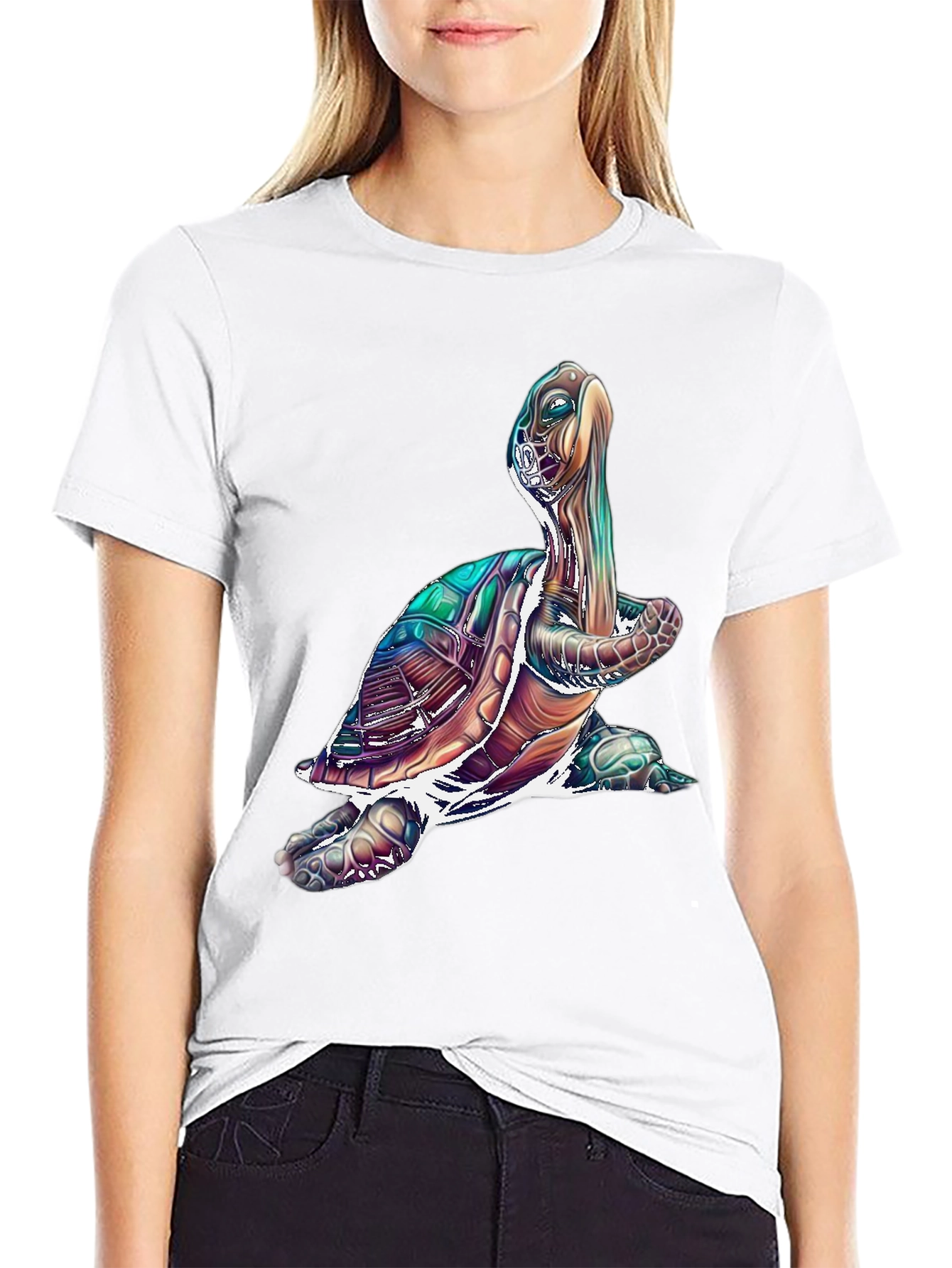 Black Turtle Graphic Tee - Cool Sea Turtle T-Shirt view 9