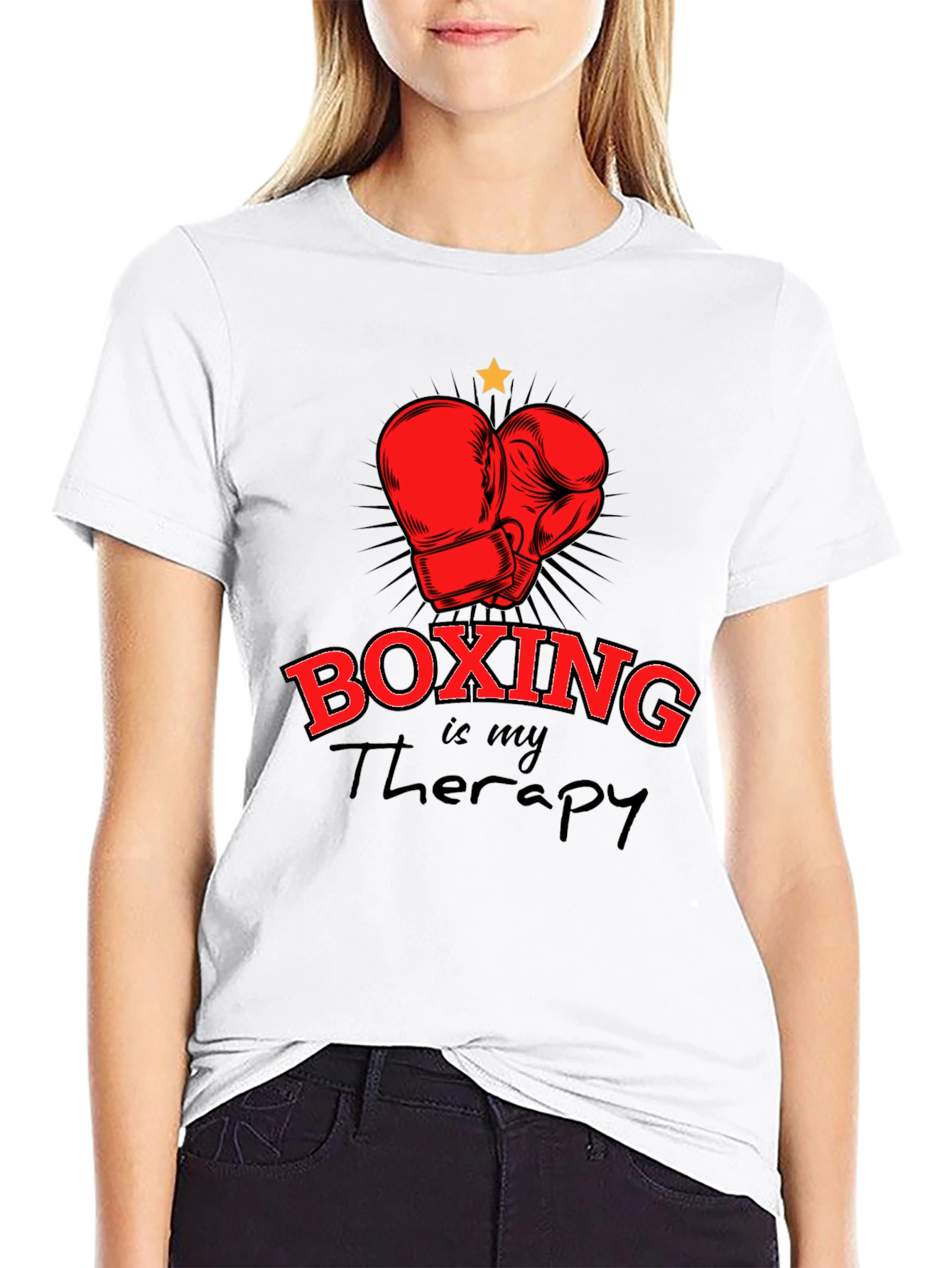 Black Boxing is My Therapy T-Shirt - Black view 9