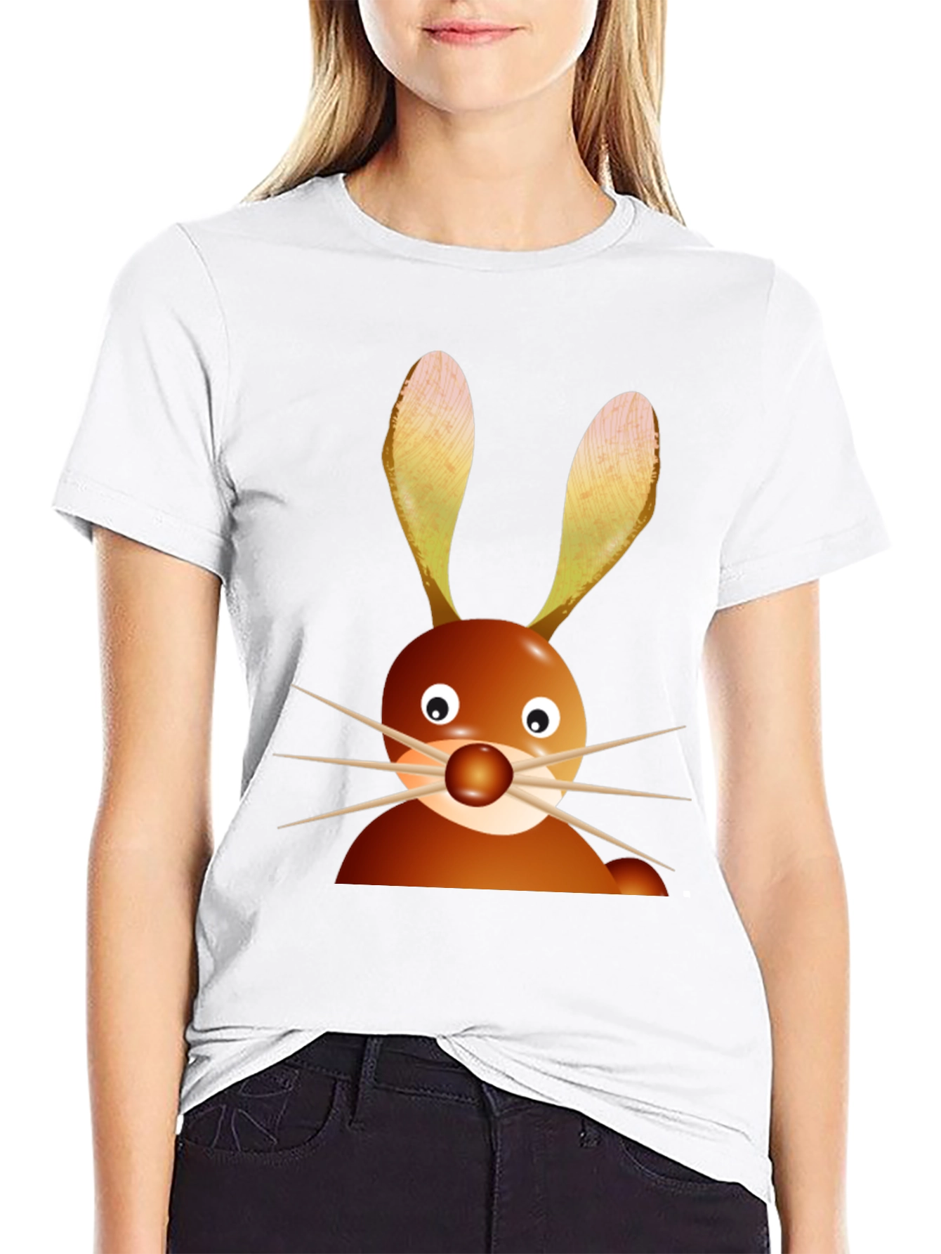 Black Funny Cartoon Bunny Rabbit Graphic Tee - Black view 9