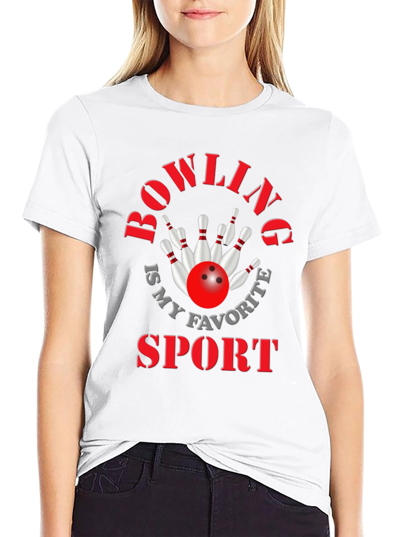 Black Bowling Is My Favorite Sport Graphic Tee view 9