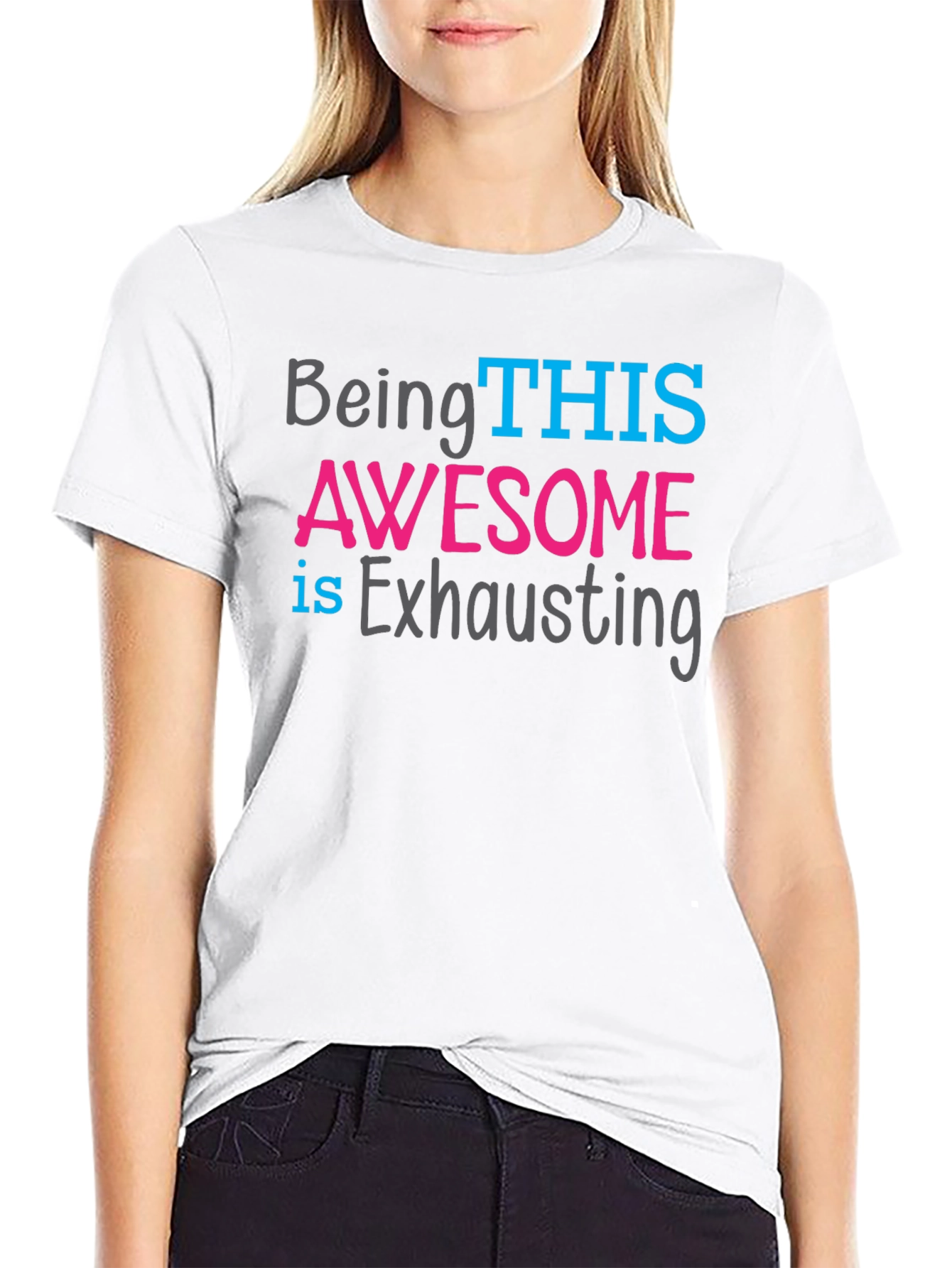Black Awesome Exhausting Graphic T-Shirt view 9