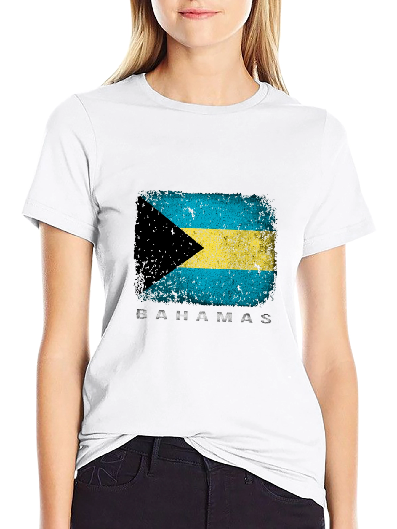 Black Bahamas Flag Graphic T-Shirt - Black view 9