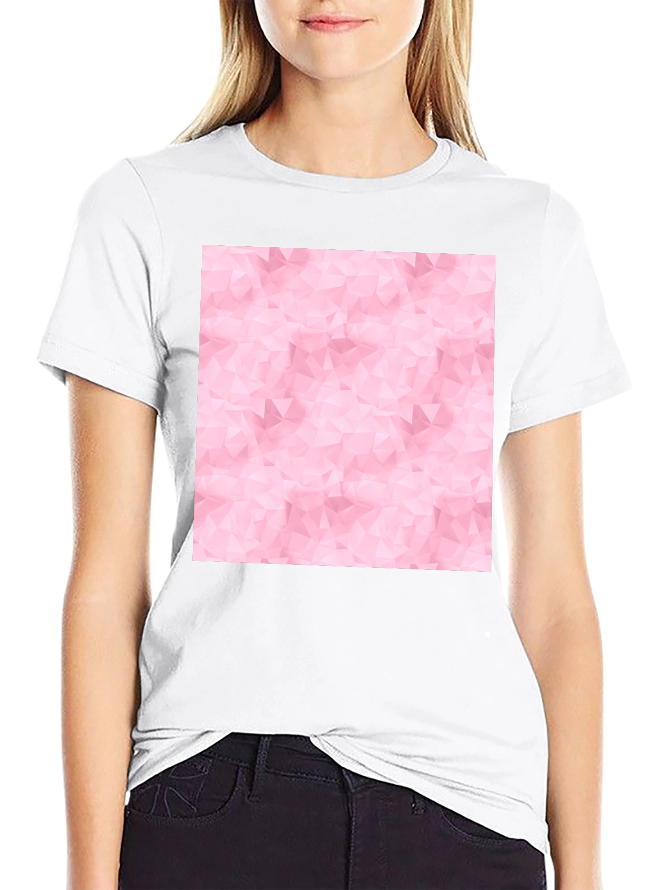 Black Abstract Pink Pattern Black T-Shirt view 9