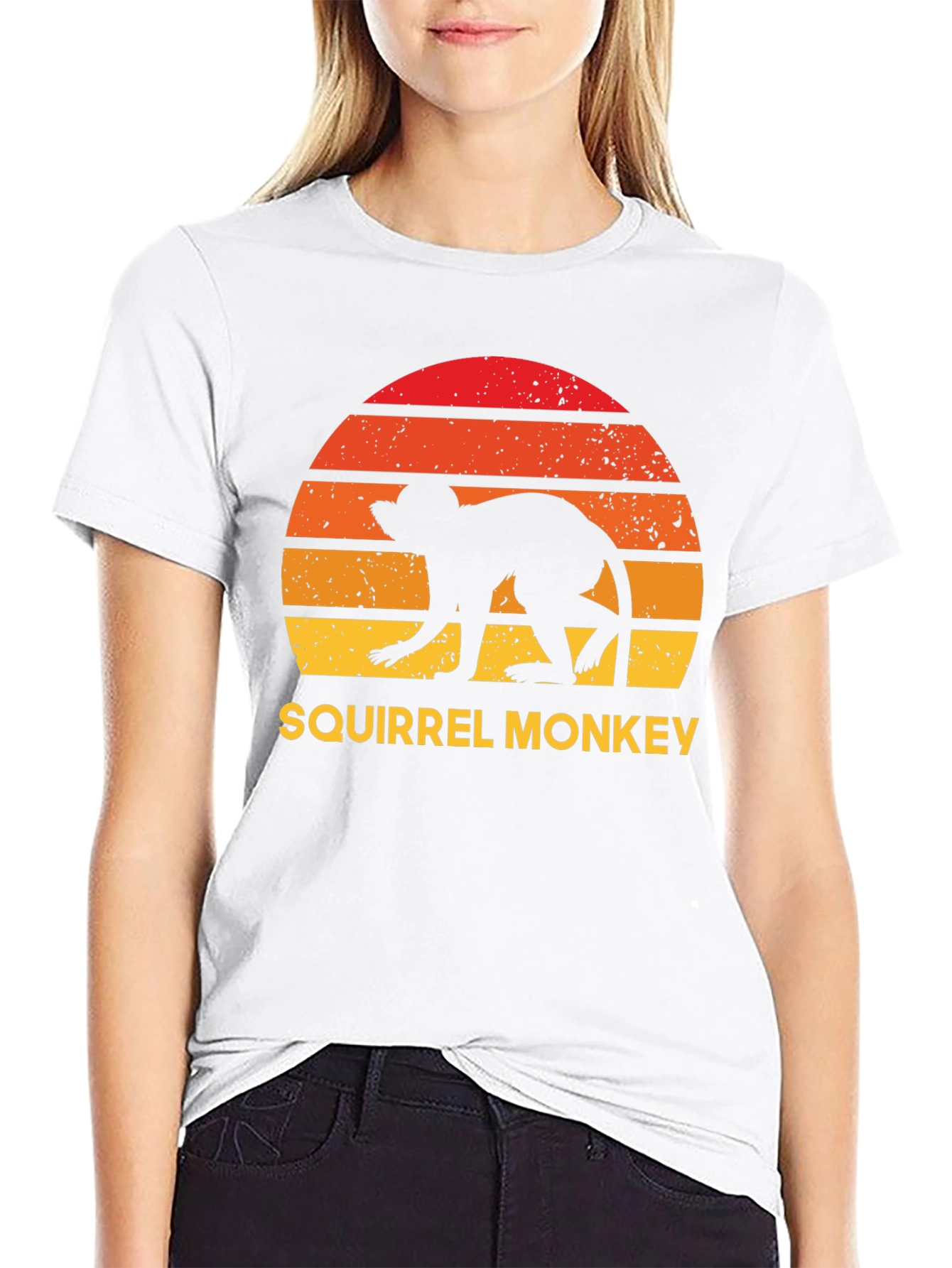 Black Squirrel Monkey Sunset Graphic Tee view 9