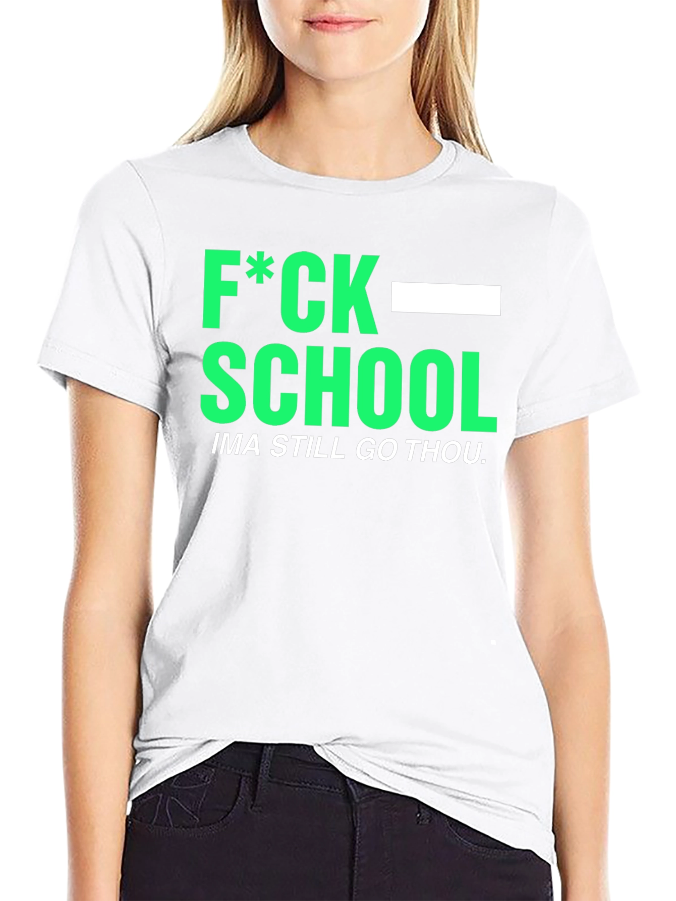 Black F*ck School Humor Tee - Black Graphic T-Shirt view 9