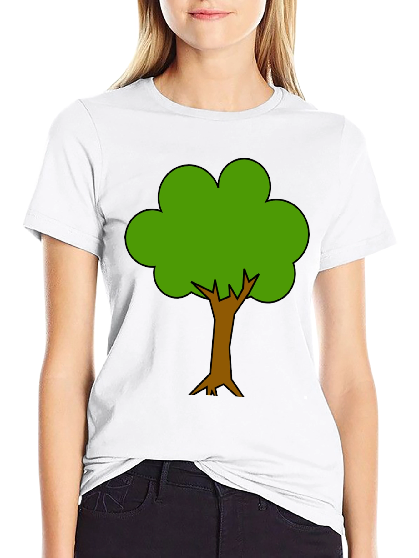Black Tree Graphic T-Shirt - Black, Casual Style view 9