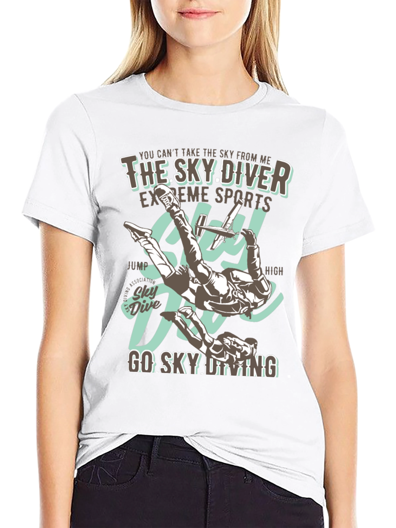 Black Sky Diving T-Shirt - Extreme Sports Graphic Tee view 9