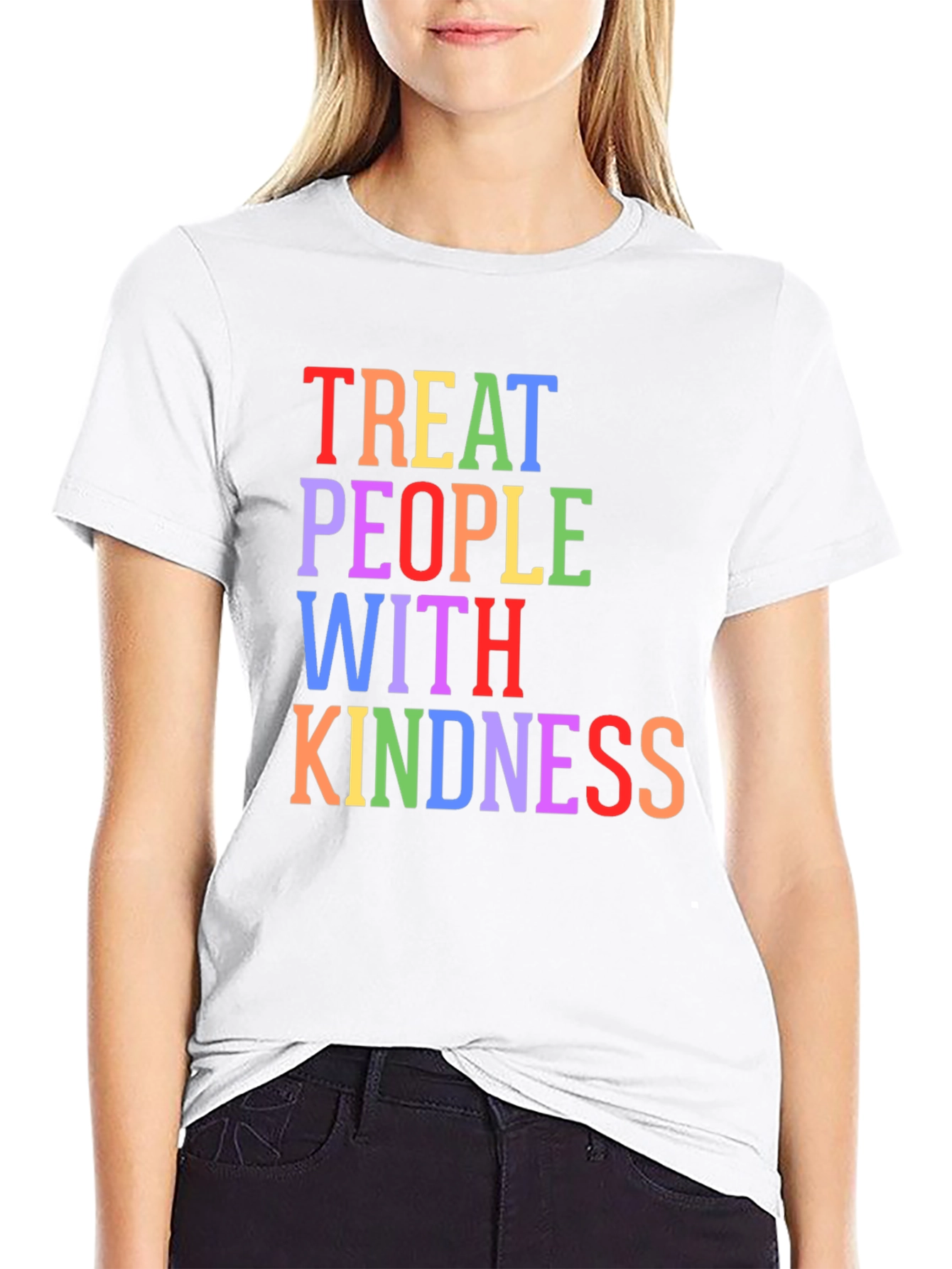 Black Treat People With Kindness Graphic Tee - Black view 9