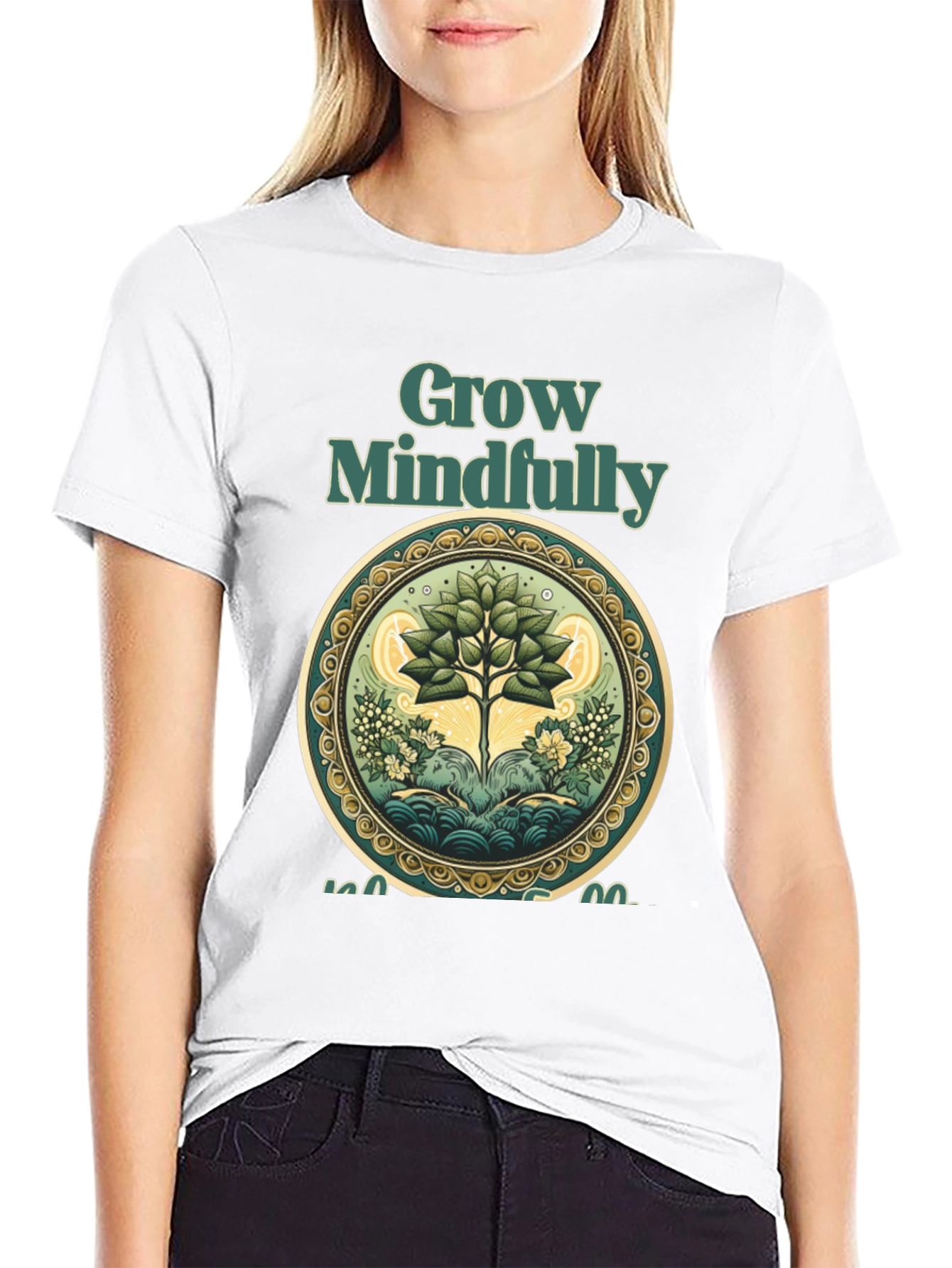 Black Grow Mindfully Tree Graphic Tee view 9