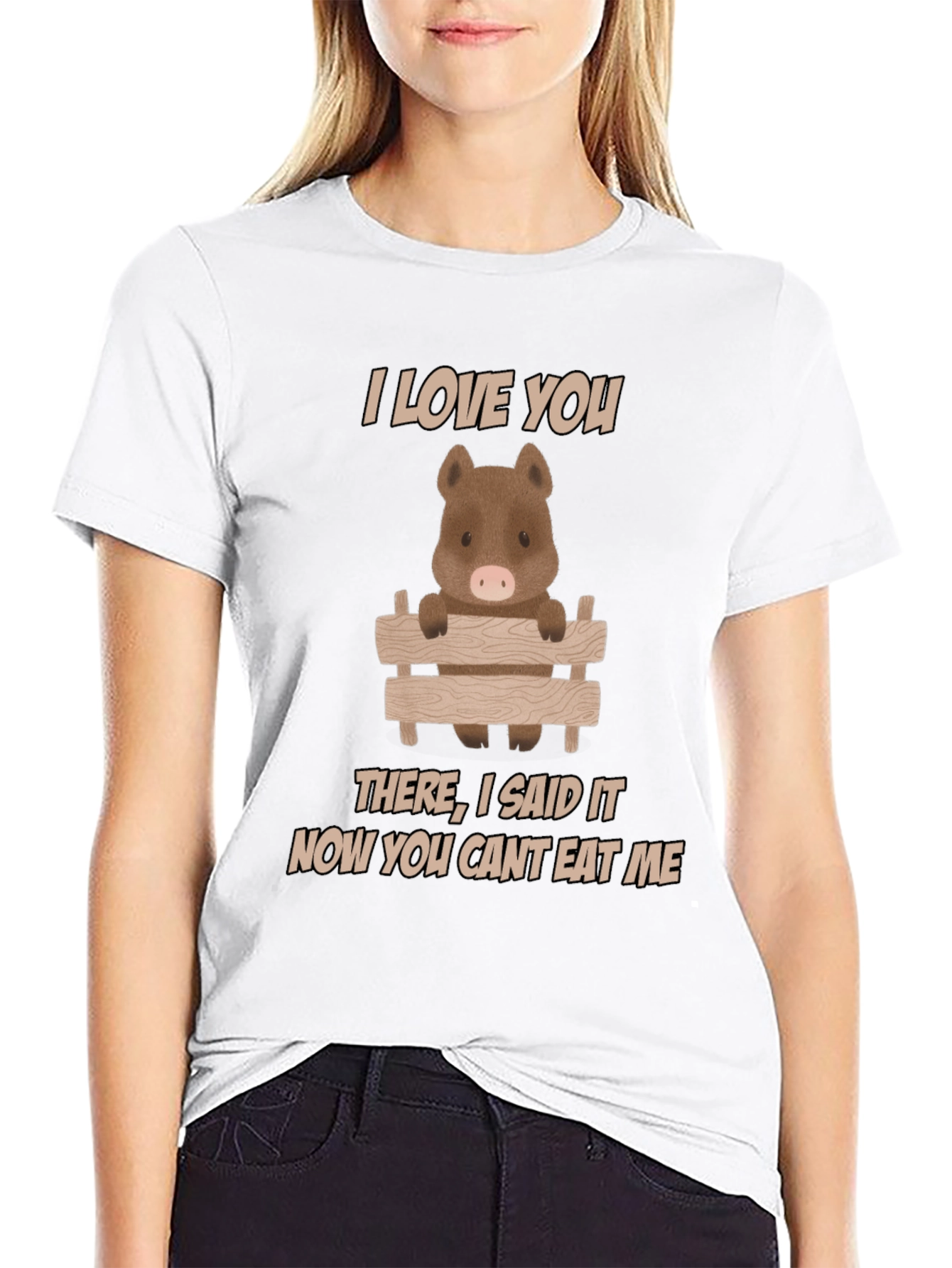 Black I Love You Pig T-Shirt - Funny Animal Tee view 9