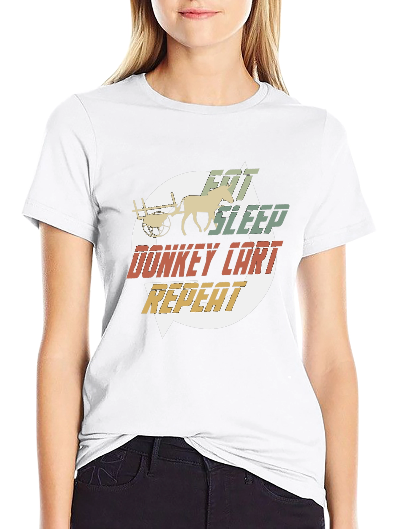 Black Eat Sleep Donkey Cart Repeat T-Shirt view 9