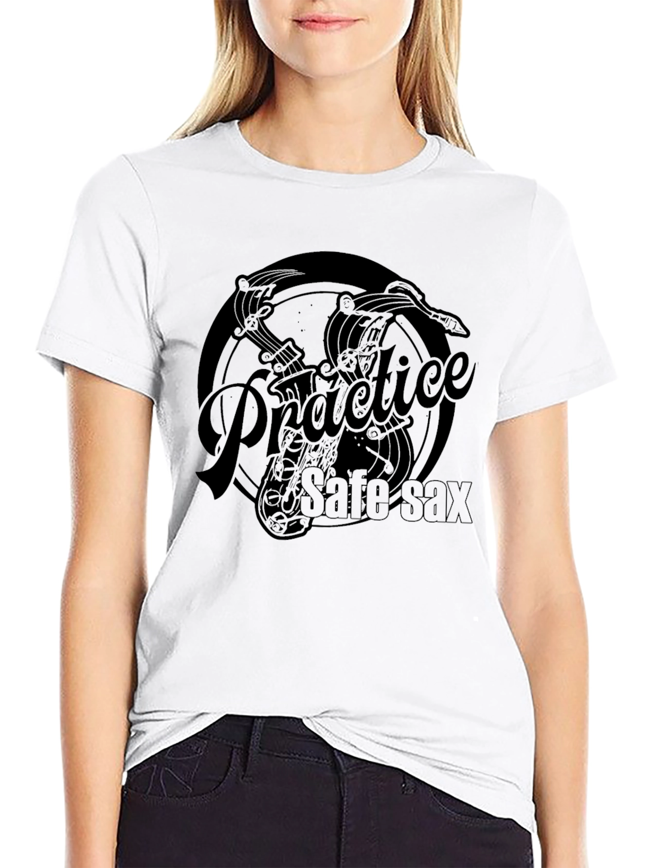 Black Practice Safe Sax T-Shirt - Music Lover Tee view 9
