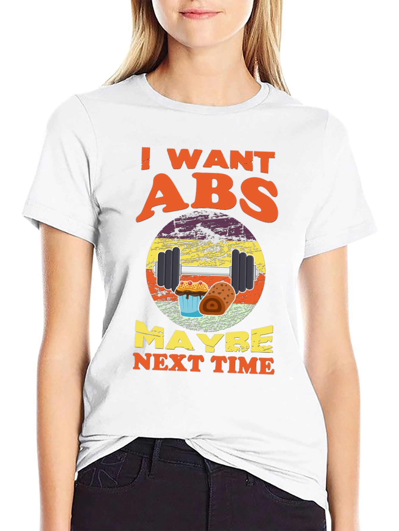 Black I Want Abs Maybe Next Time T-Shirt view 9