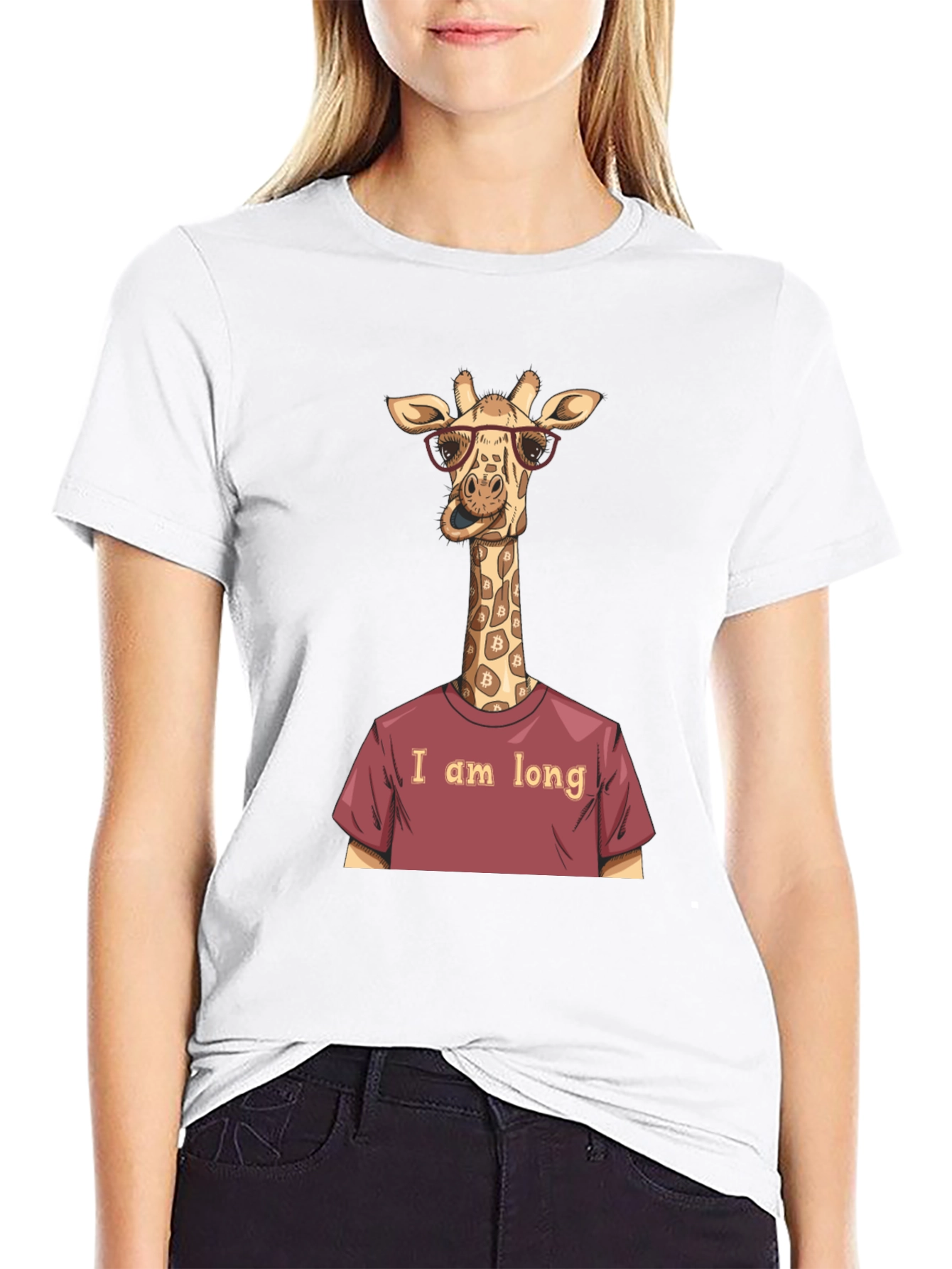 Black Funny Giraffe Bitcoin Investor T-Shirt view 9