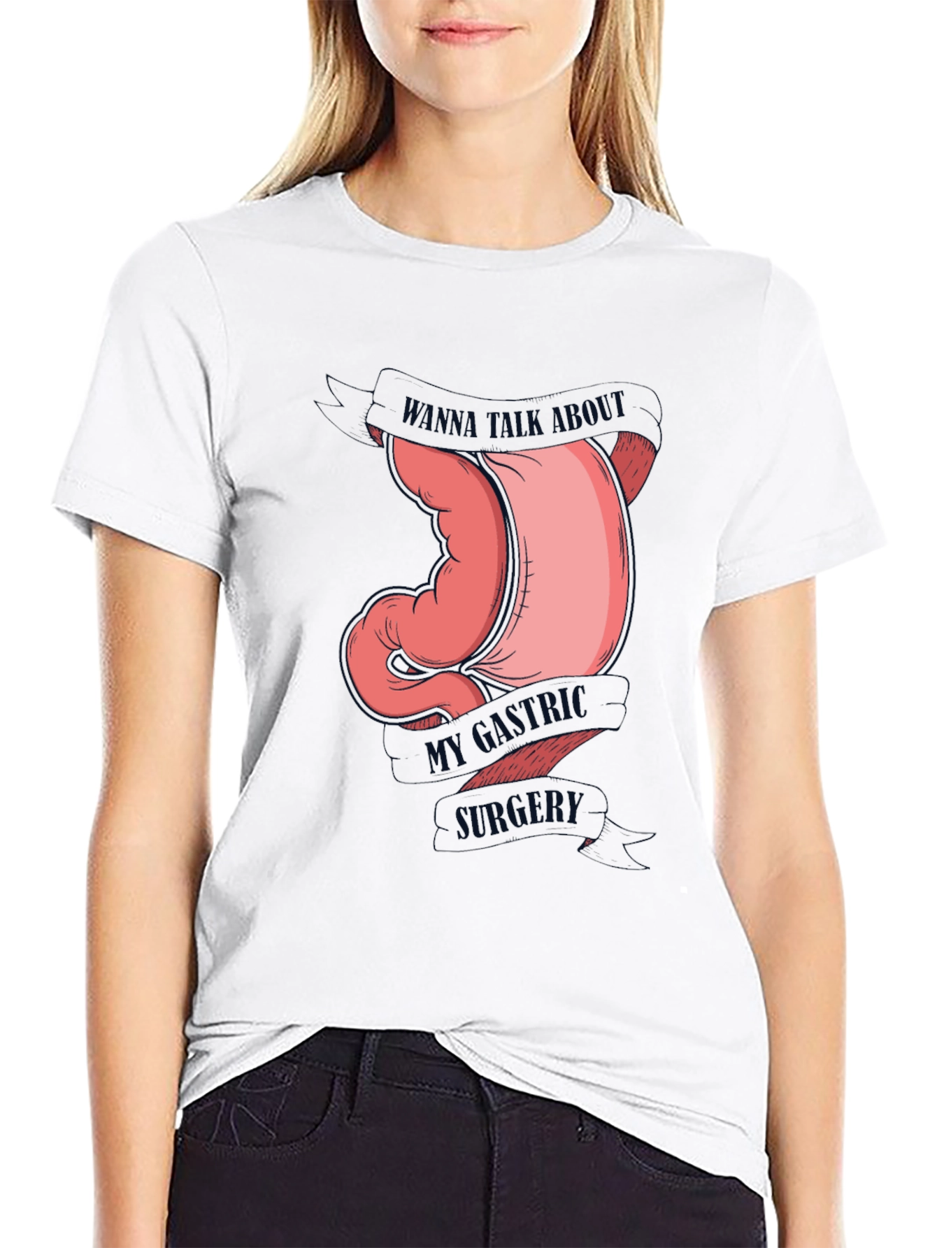 Black Gastric Humor Tee - Wanna Talk About My Gastric Surgery T-Shirt view 9