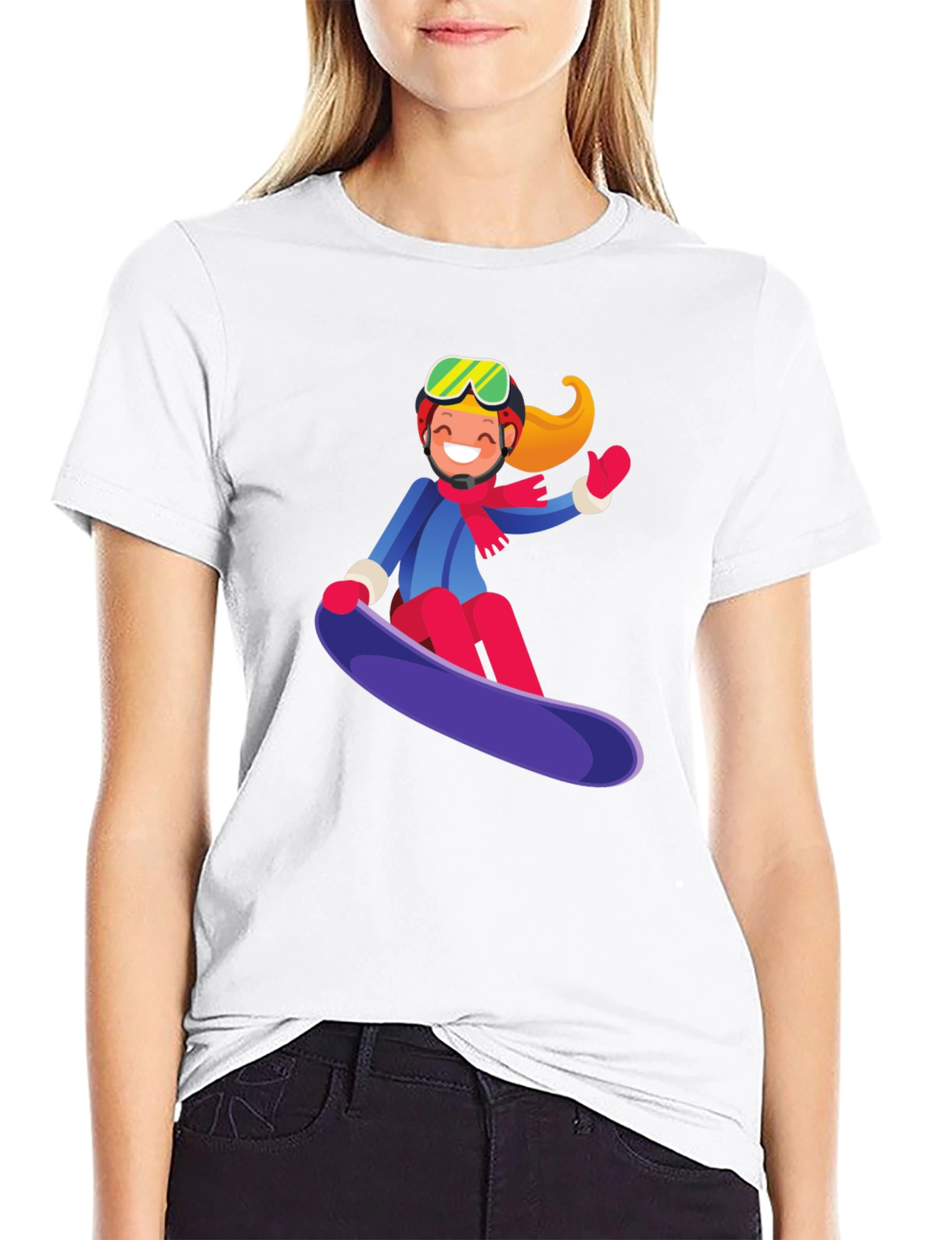 Black Snowboard Girl Graphic Tee - Black Cotton Casual Shirt view 9